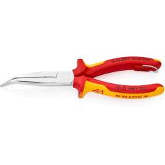 Knipex 26 26 200 T. Flat ro with nose pliers with cutting edge (Stork's nose pliers), chrome-plated, insulated, fixing eye, 200 mm