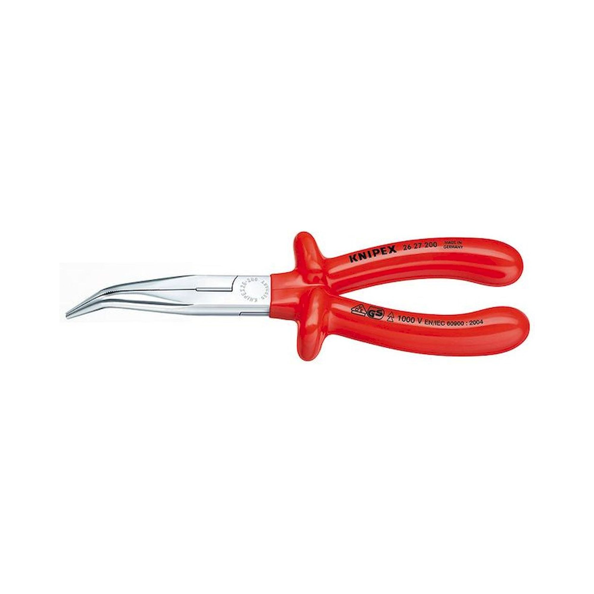 Knipex 26 27 200. Needle nose pliers with cutting edge (cranesbill pliers), chrome-plated, insulated 200 mm