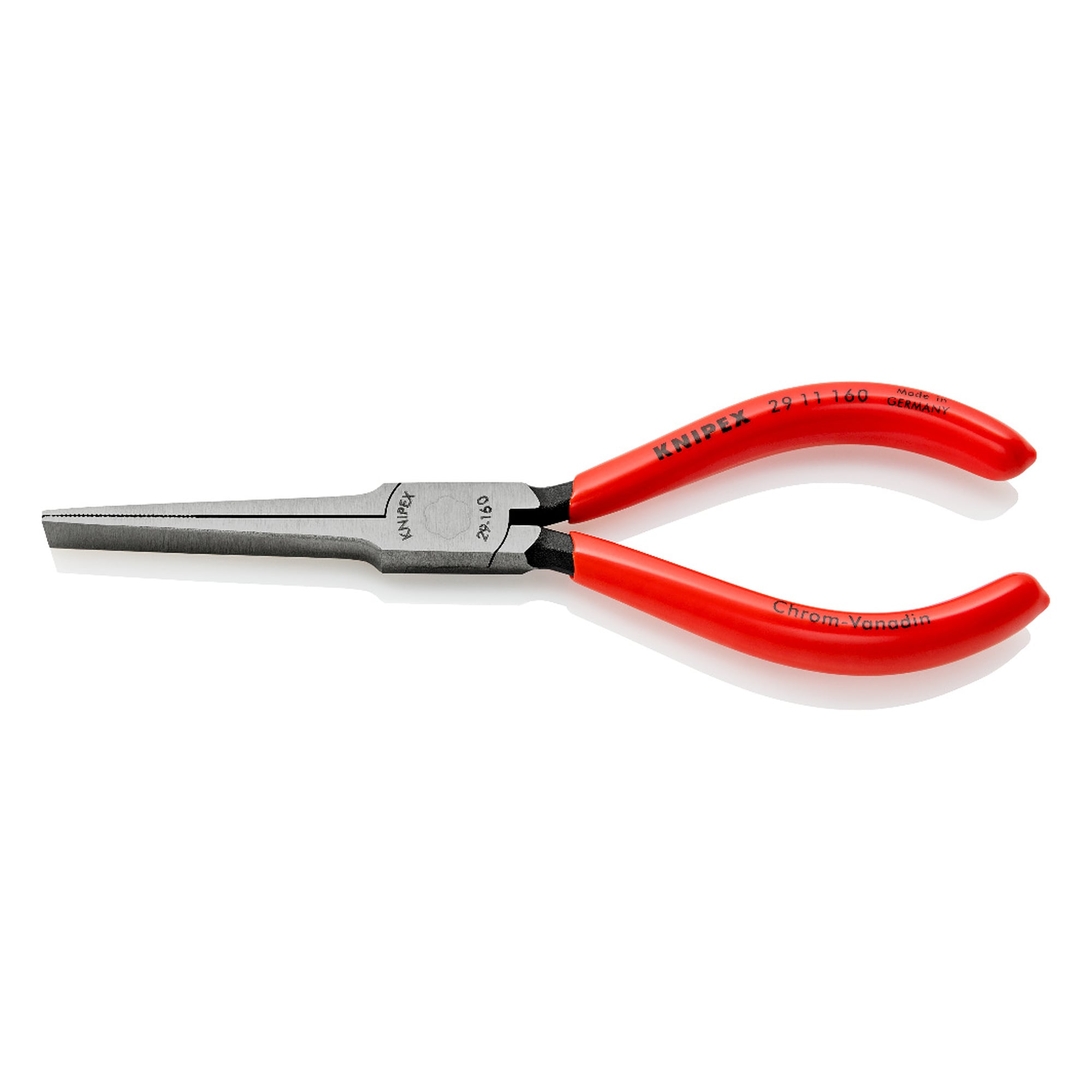 Telephone pliers with extra slim tips, knurled gripping surfaces, black atramentized, 160 mm