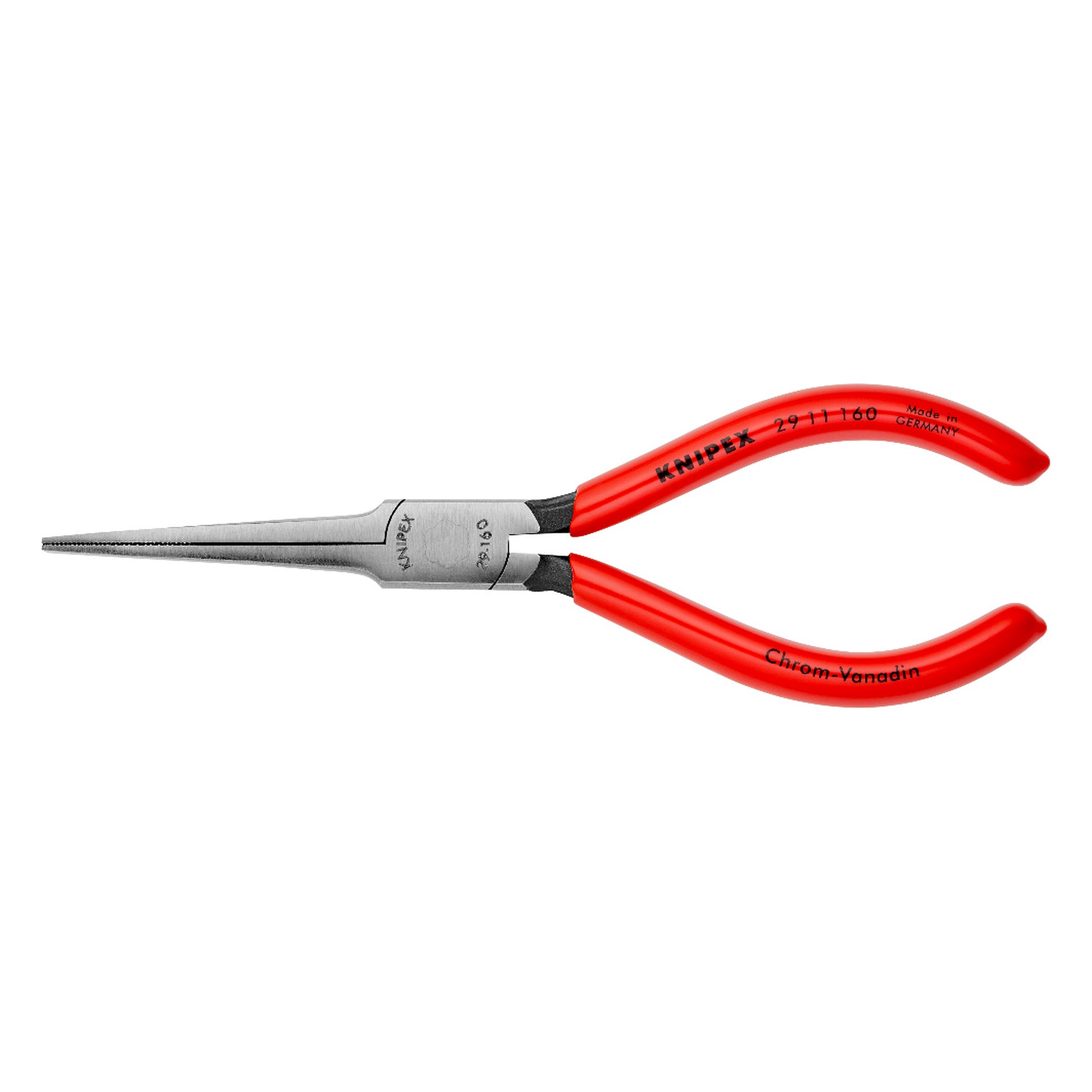 Telephone pliers with extra slim tips, knurled gripping surfaces, black atramentized, 160 mm