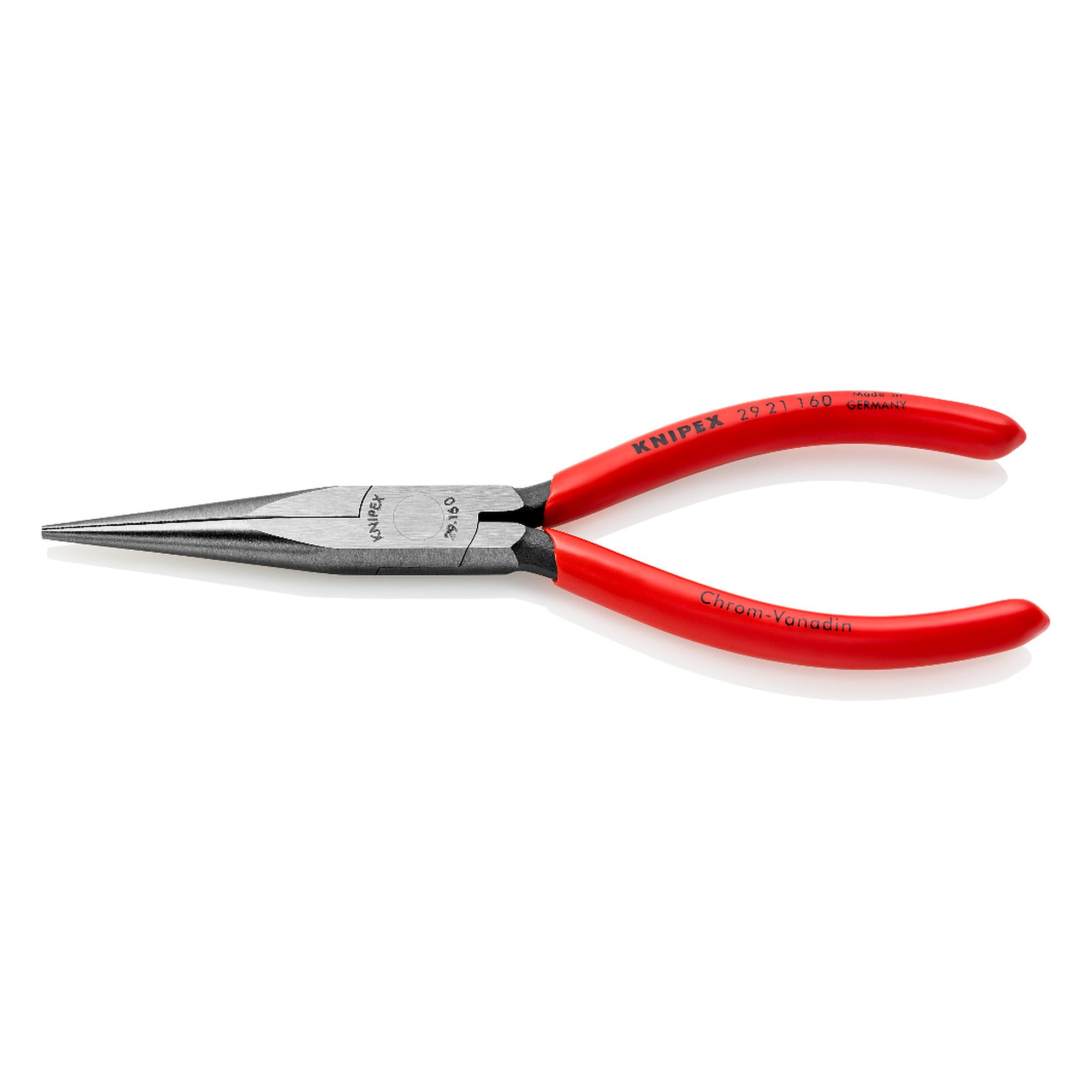 Telephone pliers with fine 2.0 mm tips, cross-hatched jaws, black atramentized, 160 mm