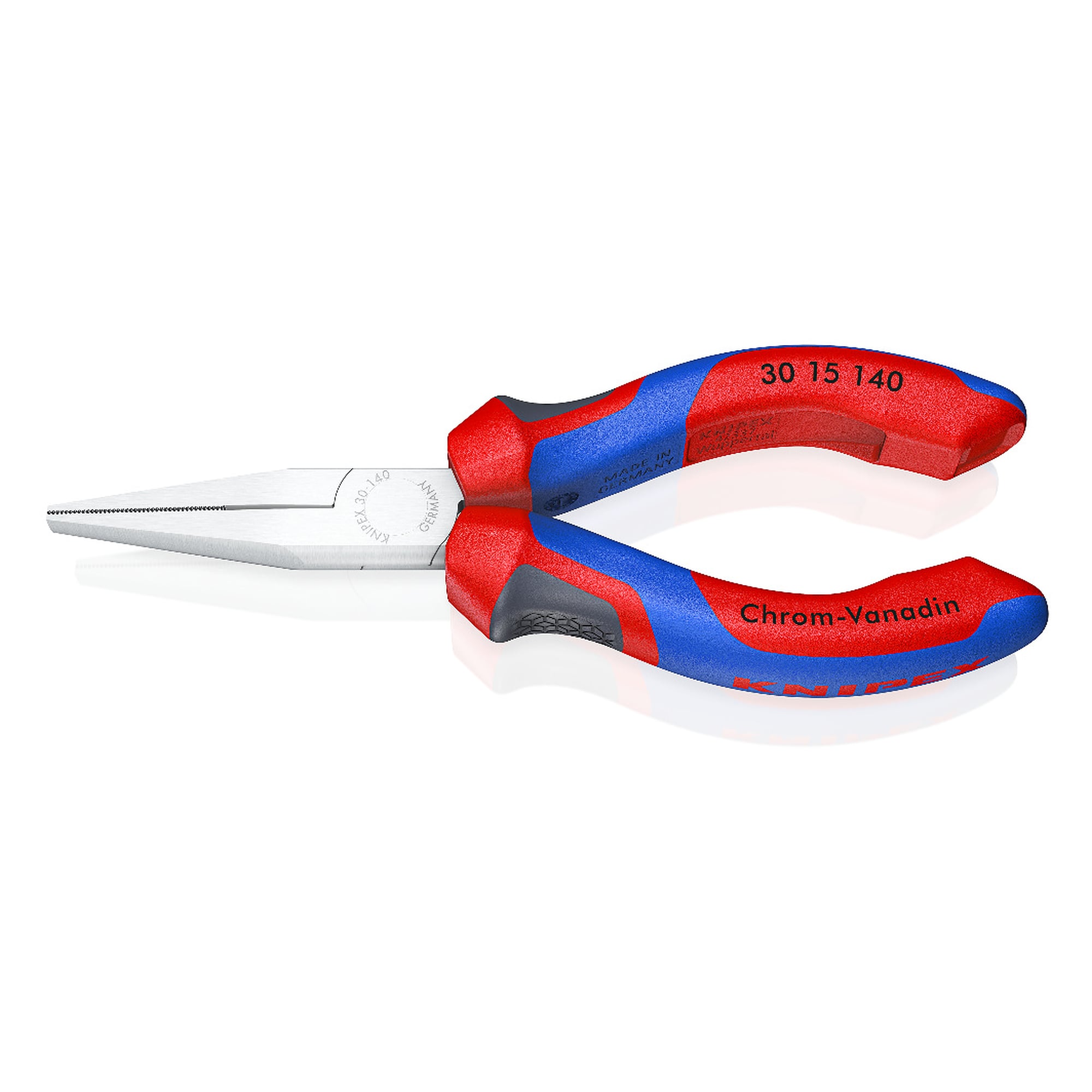 Pince à becs longs chromée à poignées confort, becs 42,0 mm, longueur 140 mm