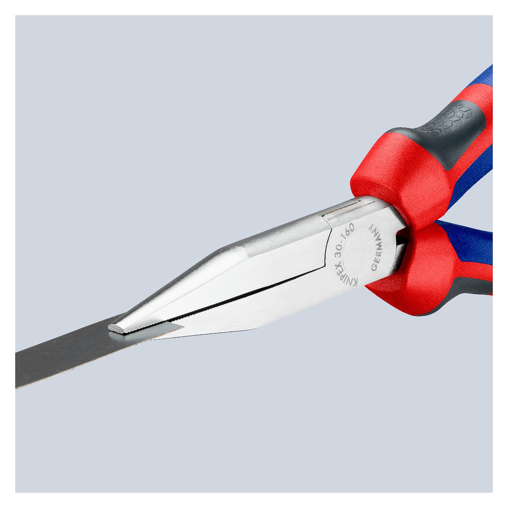 Long nose pliers chrome-plated with comfort handles, jaws 46.5 mm, length 160 mm