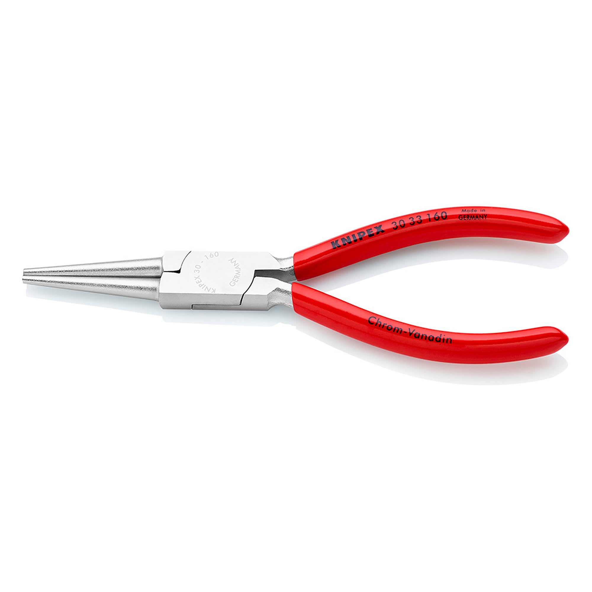 Pince à becs longs chromée, pointe 5,0 mm, becs 41,0 mm, longueur 160 mm