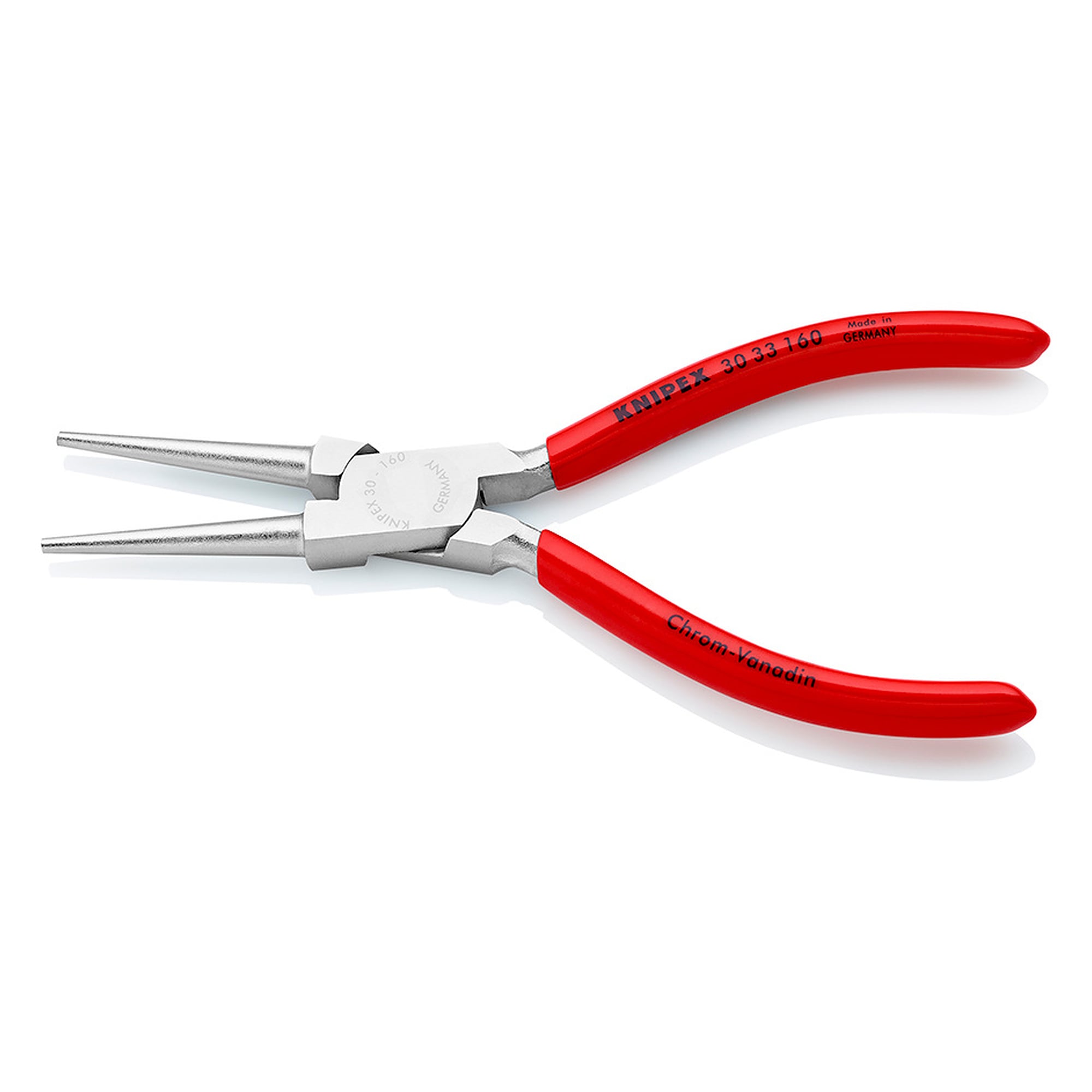 Pince à becs longs chromée, pointe 5,0 mm, becs 41,0 mm, longueur 160 mm