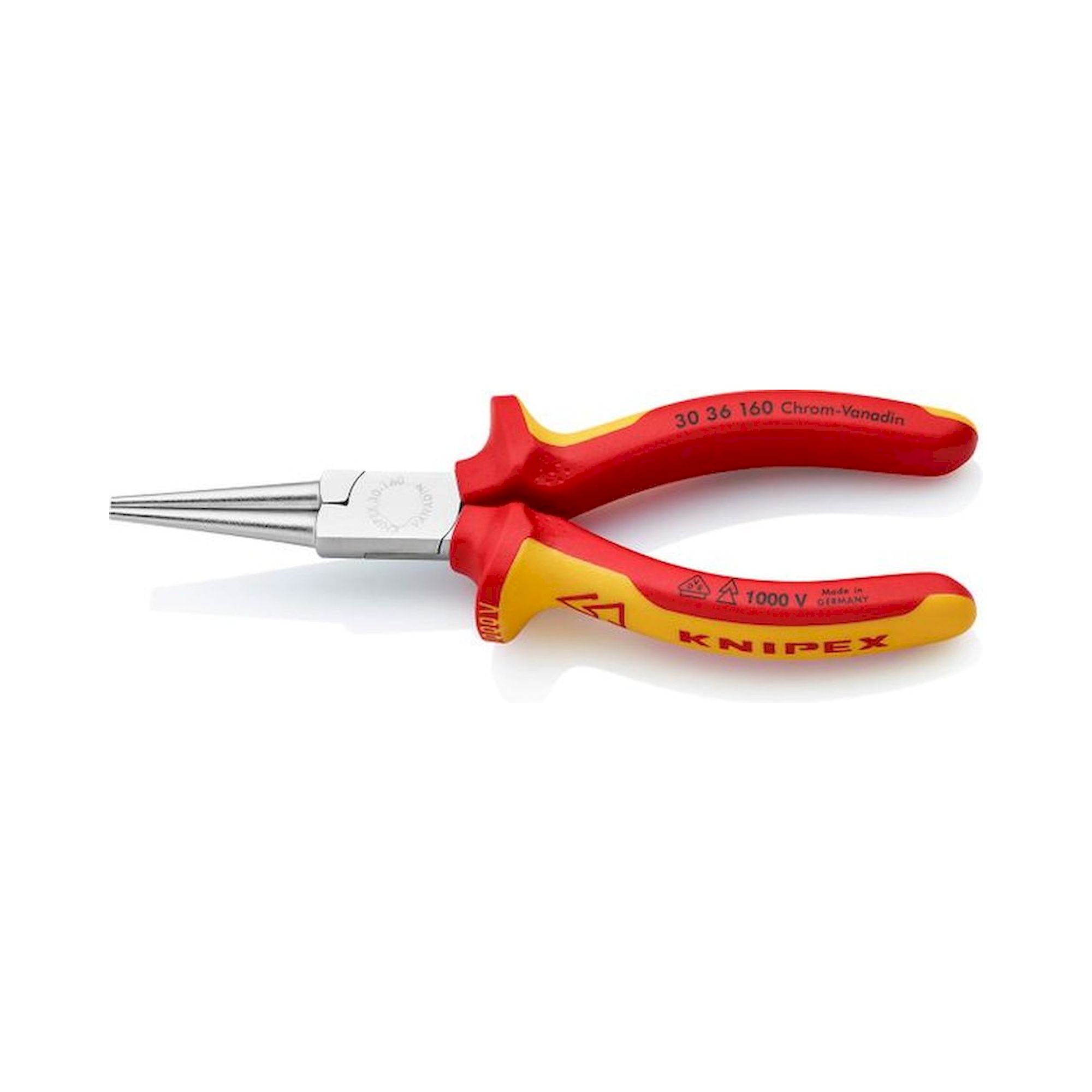 Knipex 30 36 160. Long nose pliers, chrome-plated, insulated 160 mm