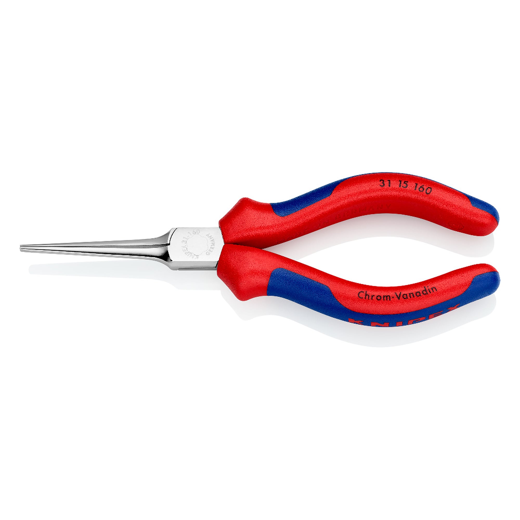 Pince de préhension (pince à aiguilles) chromée, gaines multicomposants, becs 1,8 mm, 160 mm