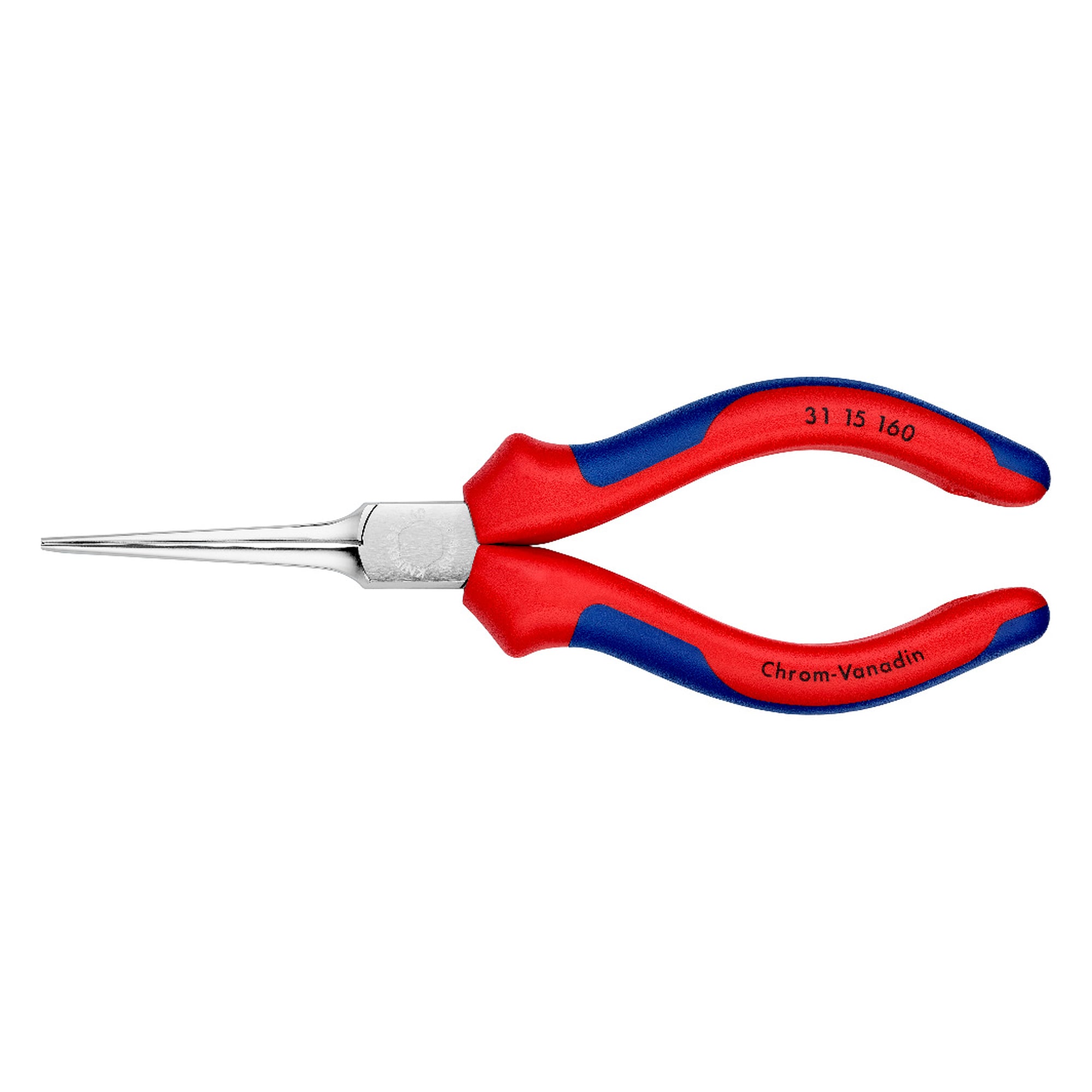 Pince de préhension (pince à aiguilles) chromée, gaines multicomposants, becs 1,8 mm, 160 mm