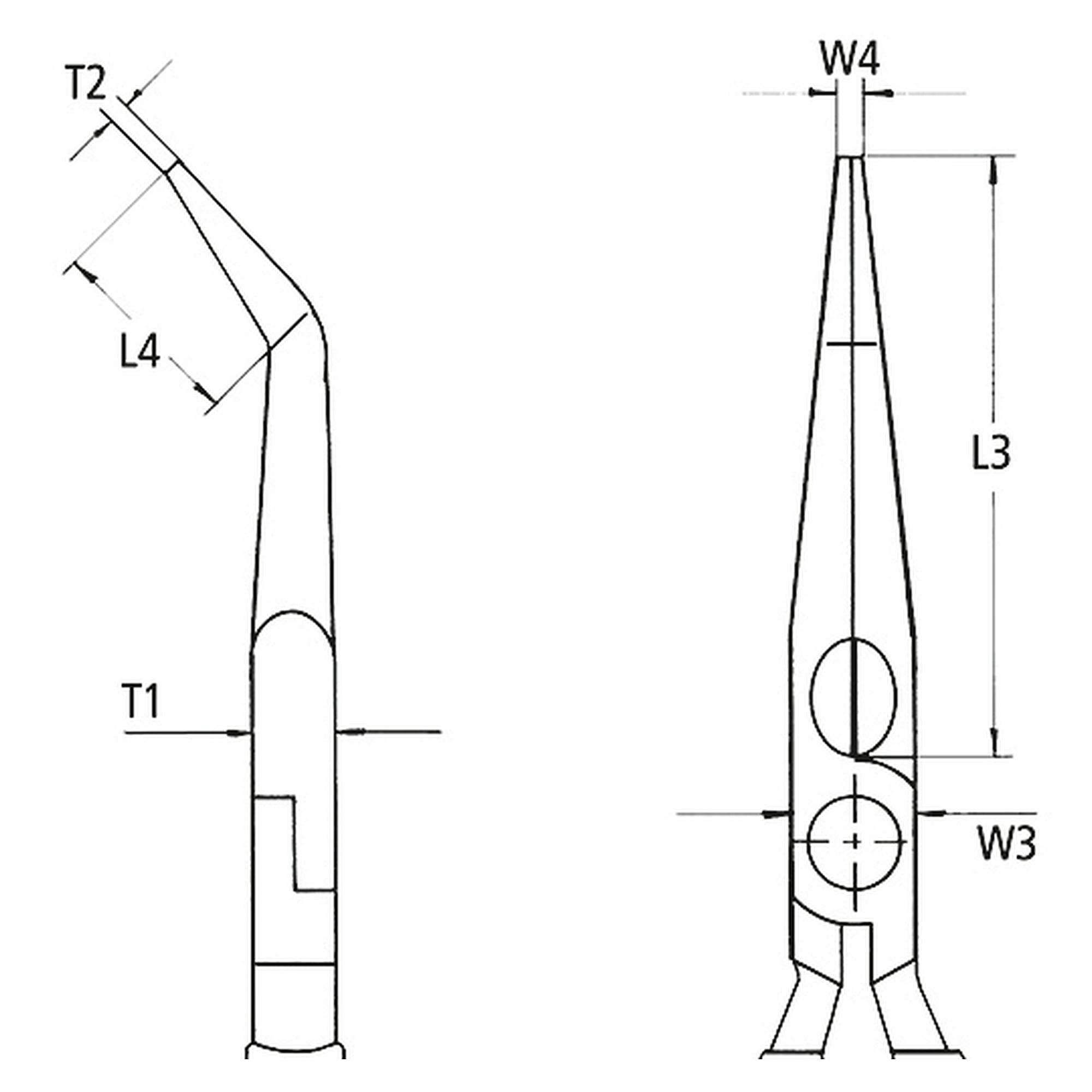 Greifzange (Nadelzange) schwarz atramentiert, Greiffläche 27 mm, 160 mm
