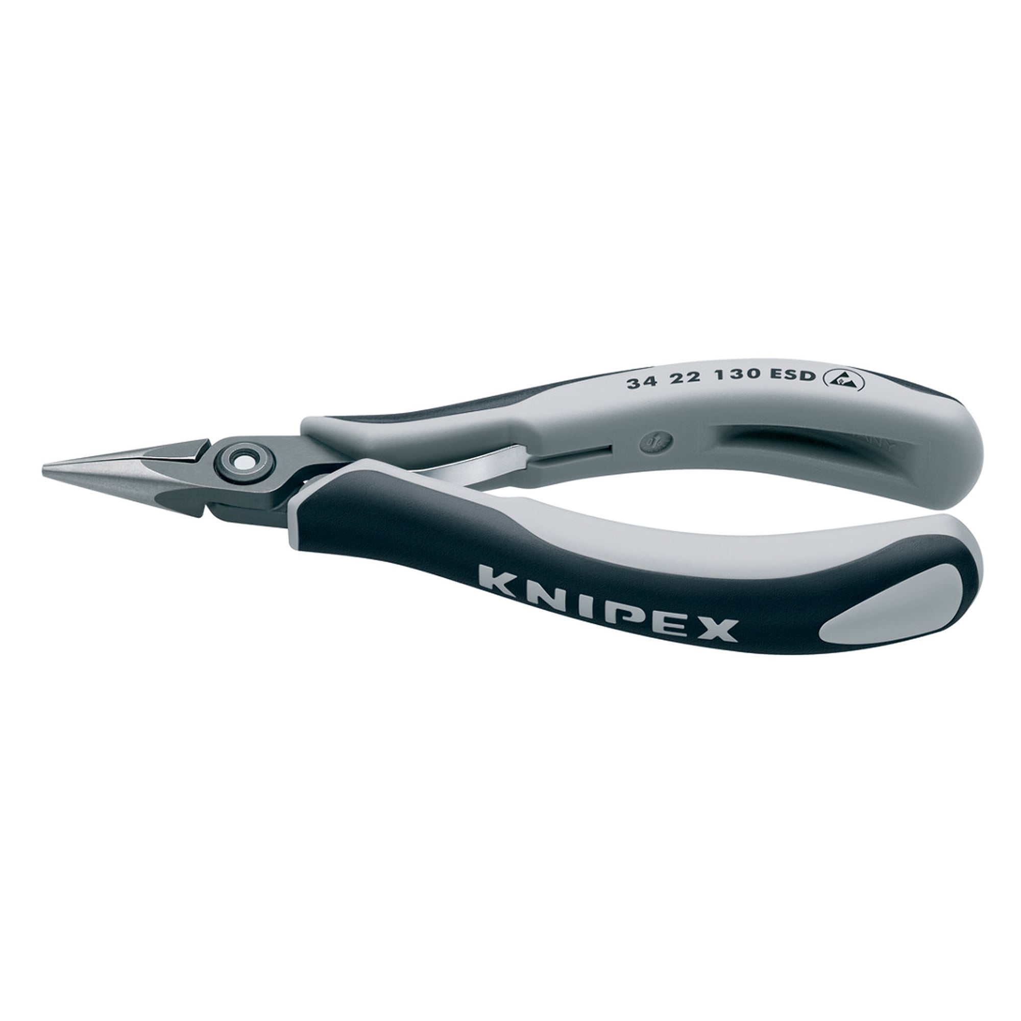 Precision electronics gripping pliers ESD with bolted joint, tip width 1.6 mm, 130 mm