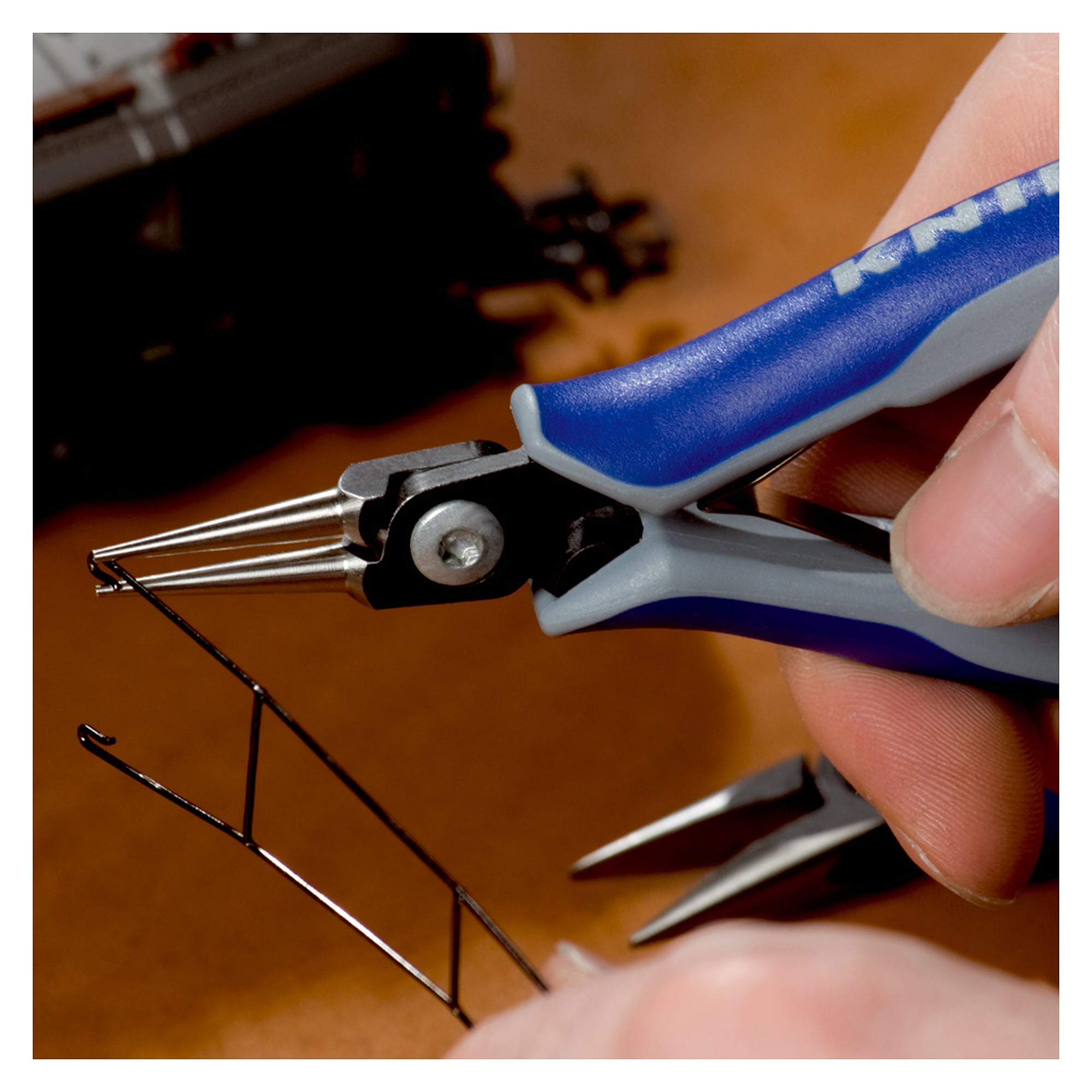 Precision electronics gripping pliers with bolted joint, burnished, 130 mm