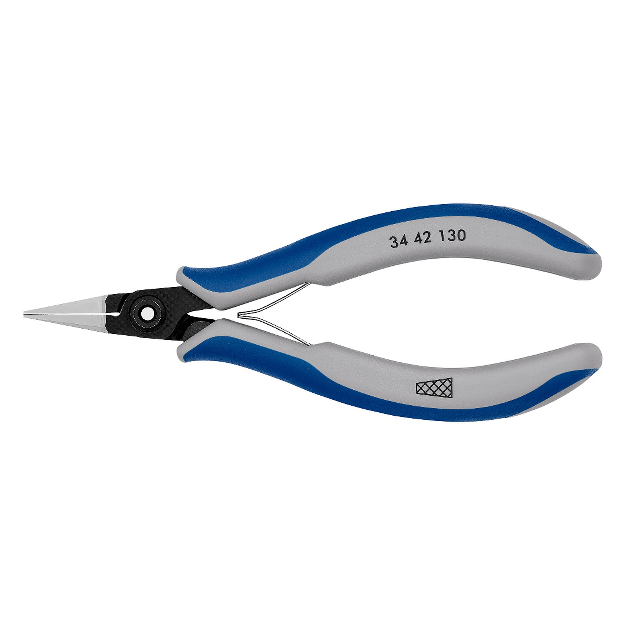 Precision electronics gripping pliers, bolted joint, 1.4 mm tip, 130 mm
