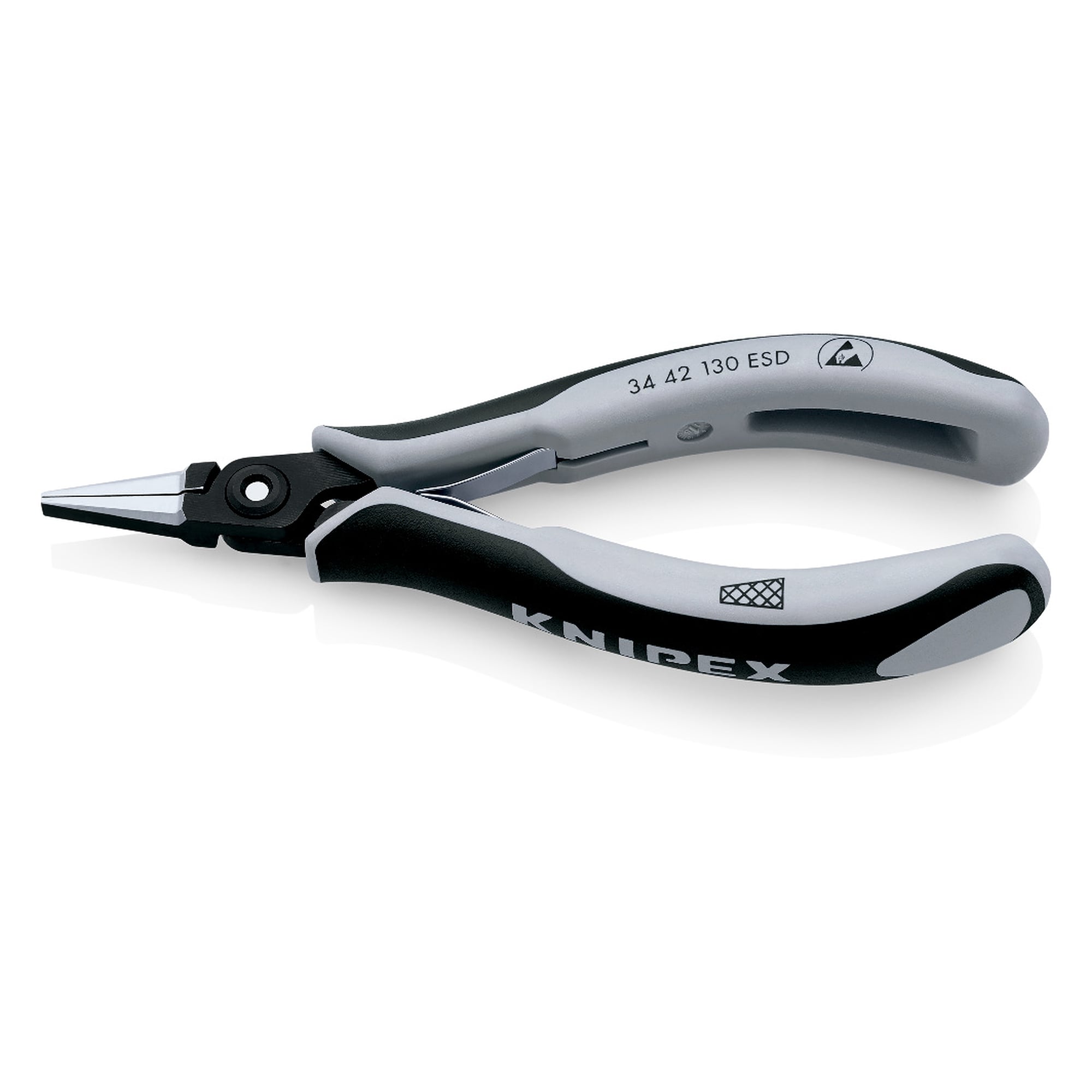 Pince de préhension de précision ESD pour l'électronique, bec de 1,4 mm, 130 mm