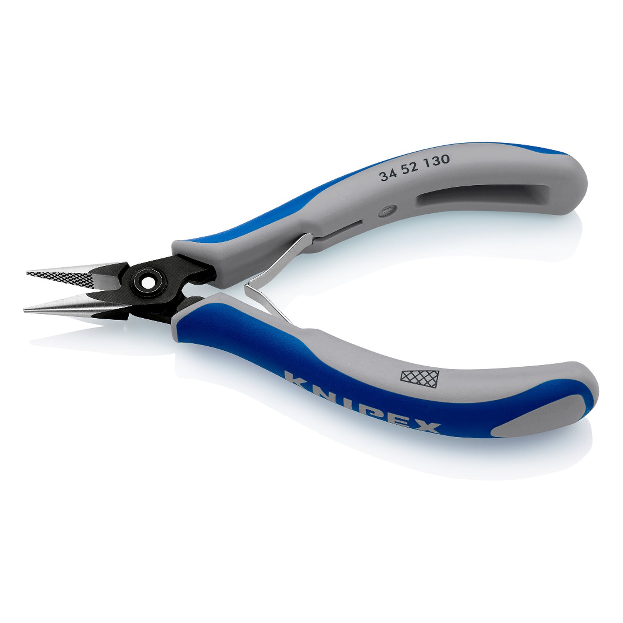 Precision electronics gripping pliers with bolted joint, burnished, 130 mm