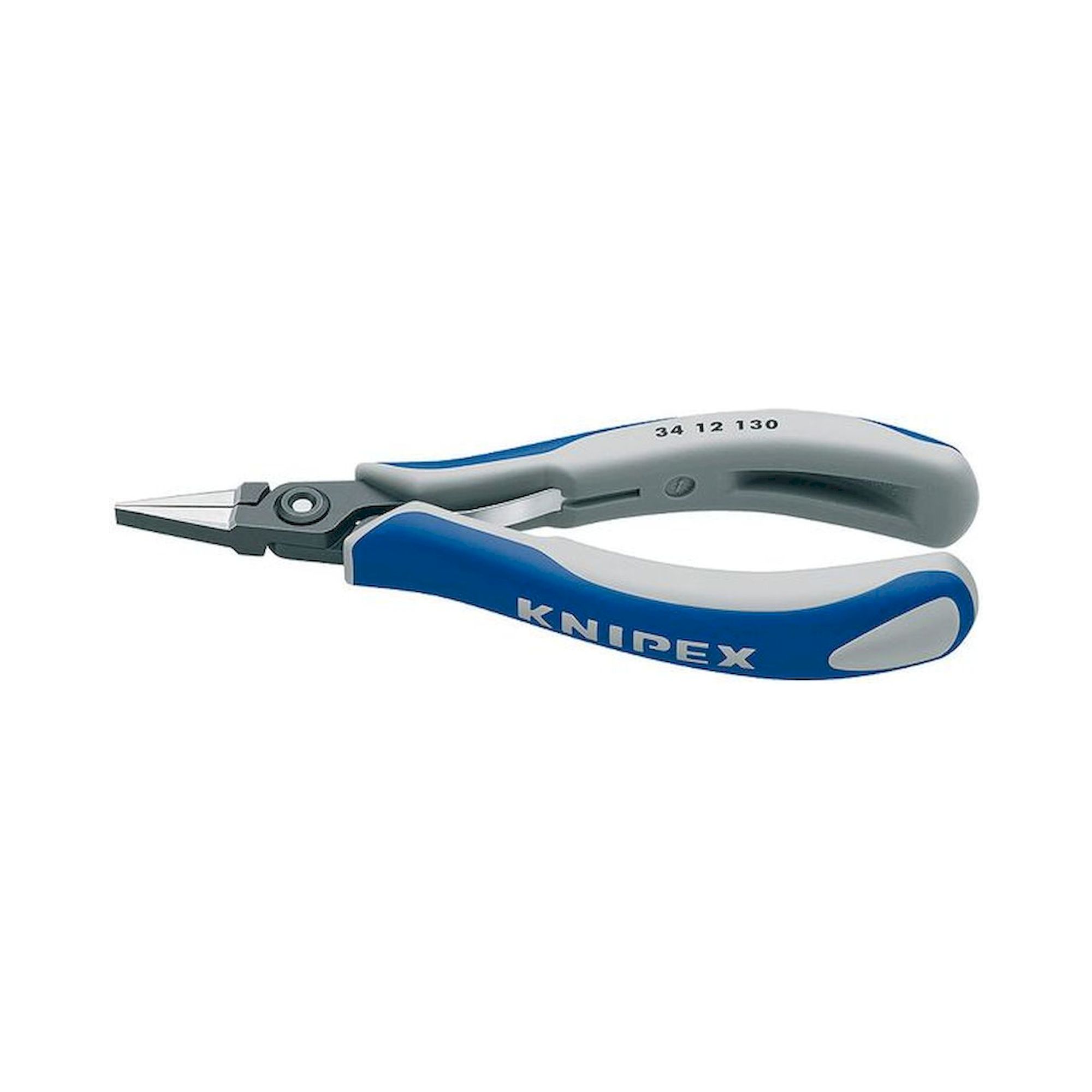 Knipex 34 12 130. Precision electronics gripping pliers, flat, black oxide finish, with multi-component cover, 130 mm