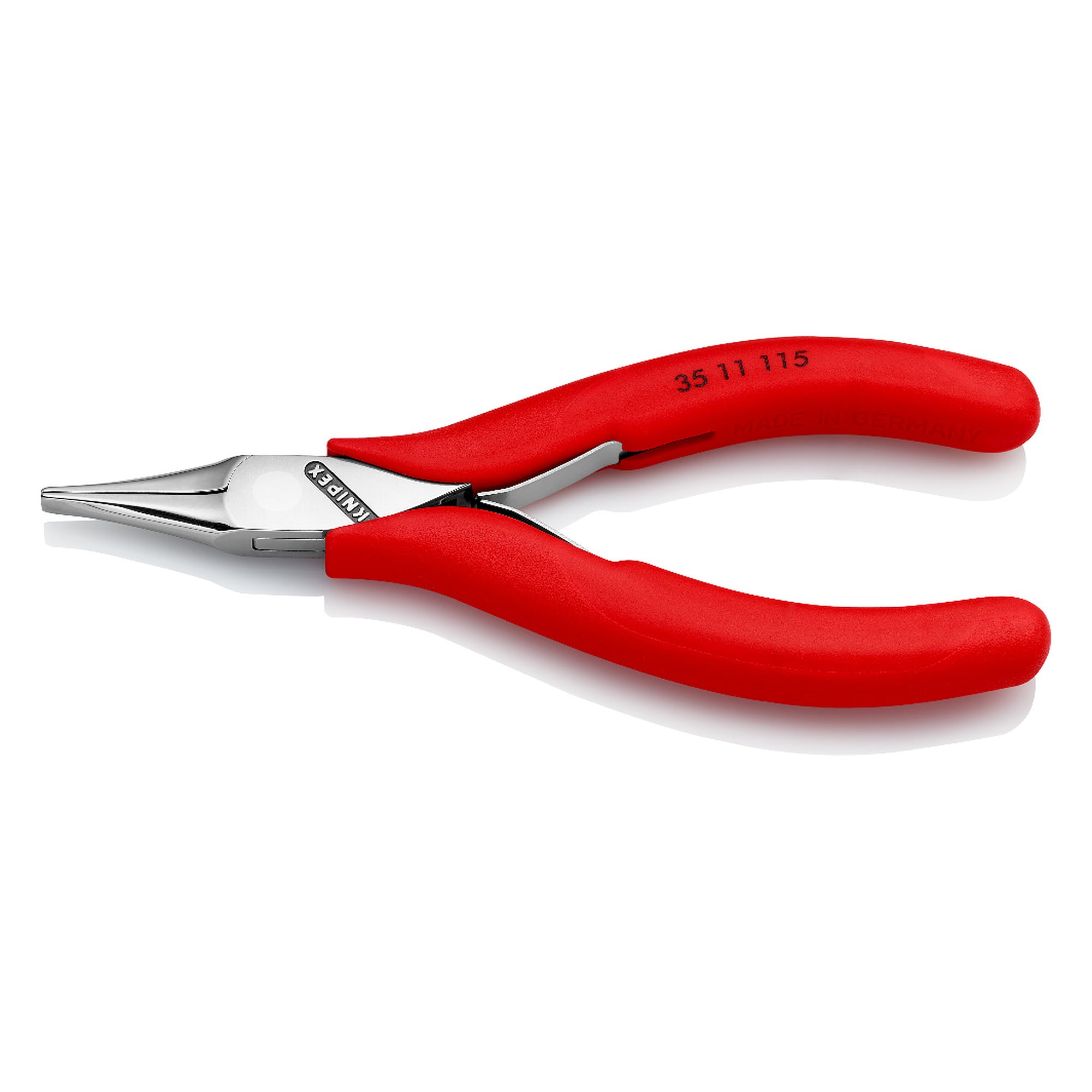 Electronics gripping pliers with flat wide jaws, 115 mm