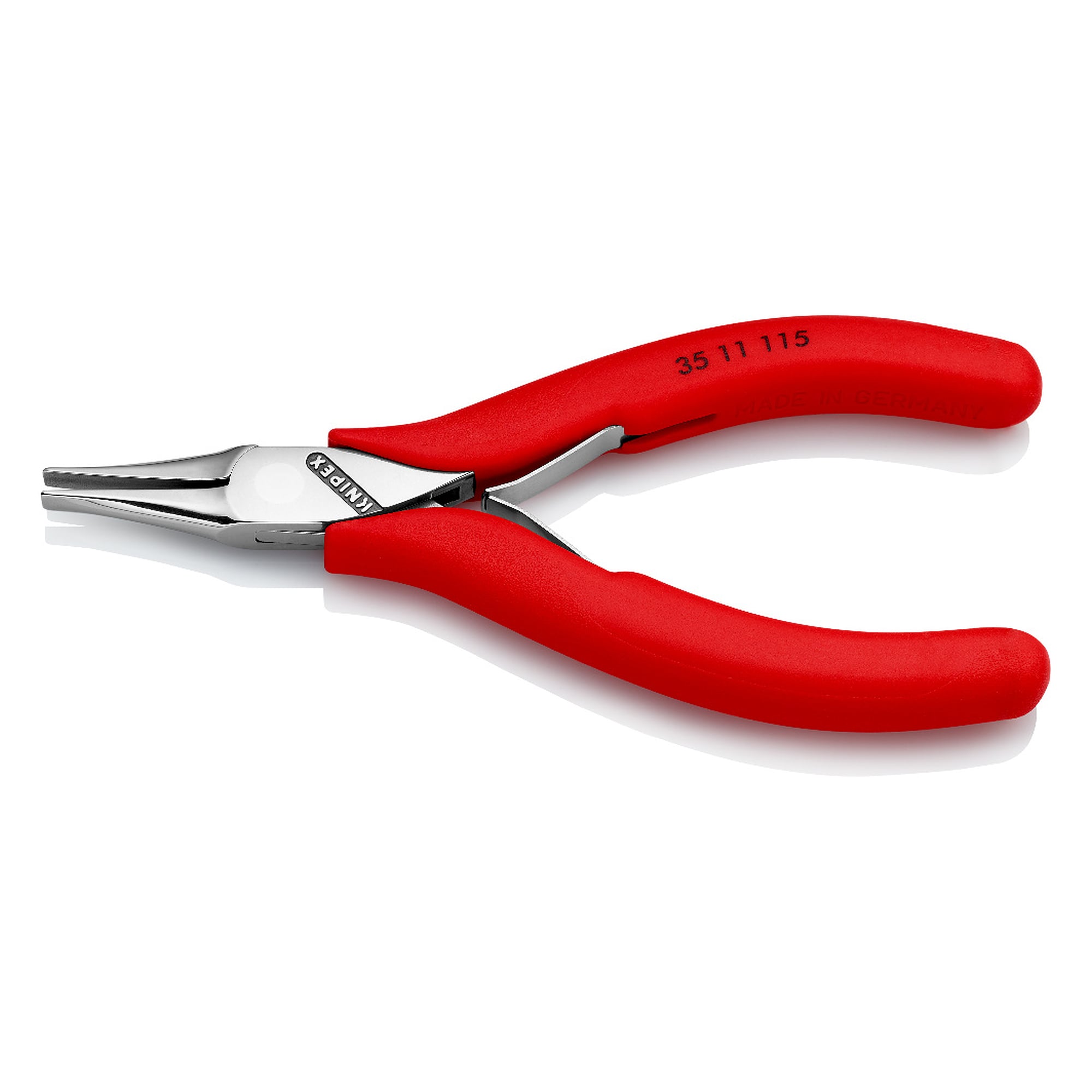 Electronics gripping pliers with flat wide jaws, 115 mm
