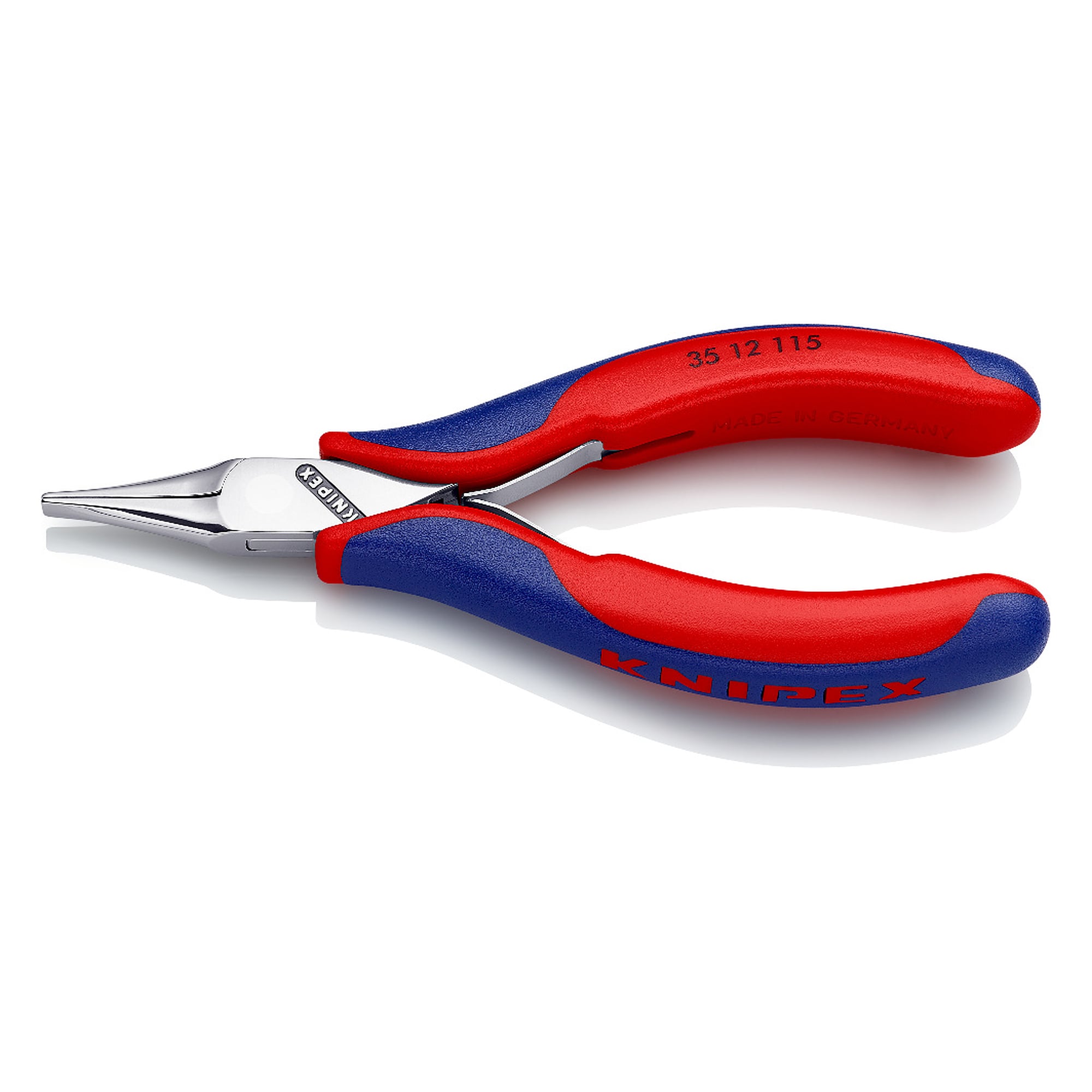 Electronics gripping pliers with box joint, flat wide jaws, 115 mm