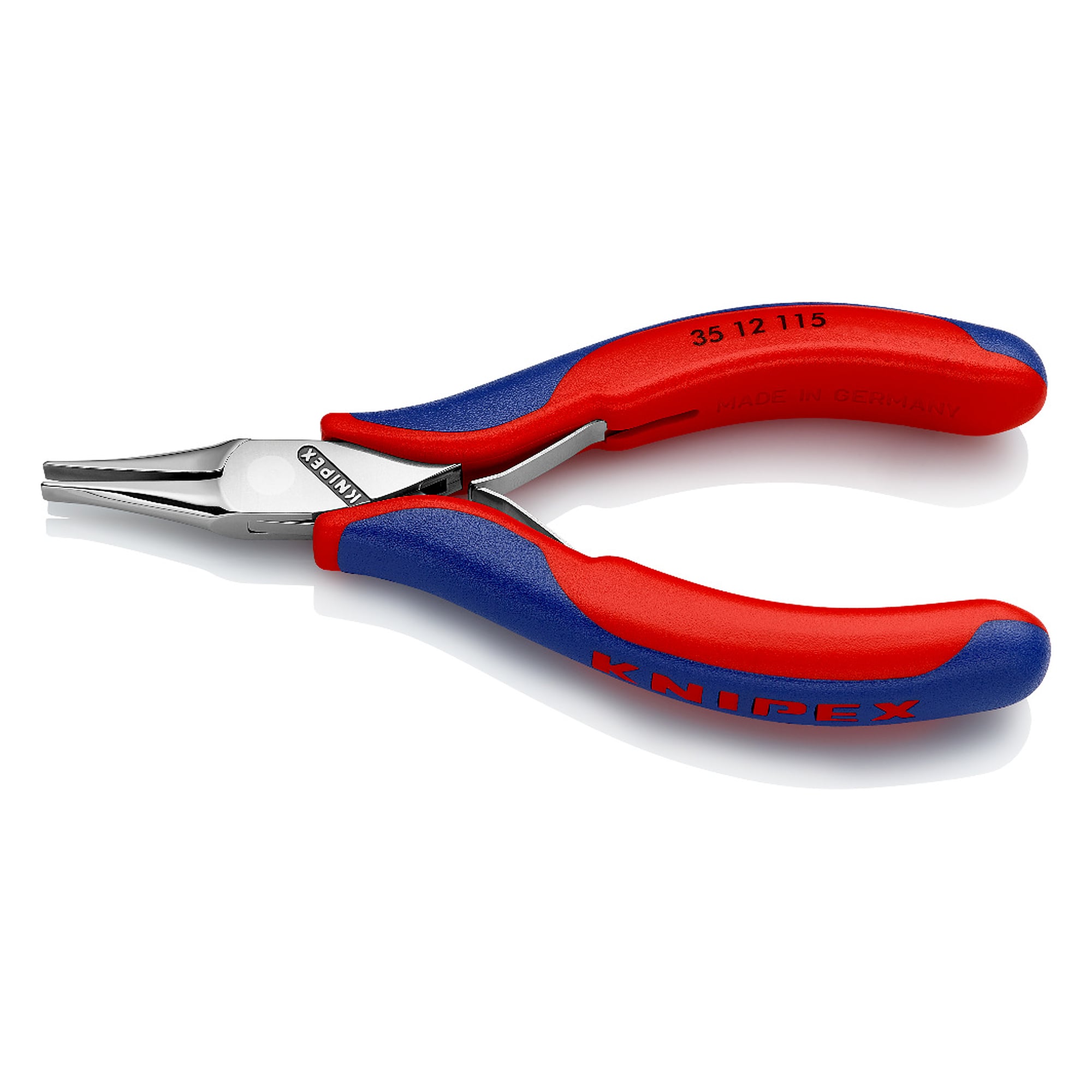 Electronics gripping pliers with box joint, flat wide jaws, 115 mm