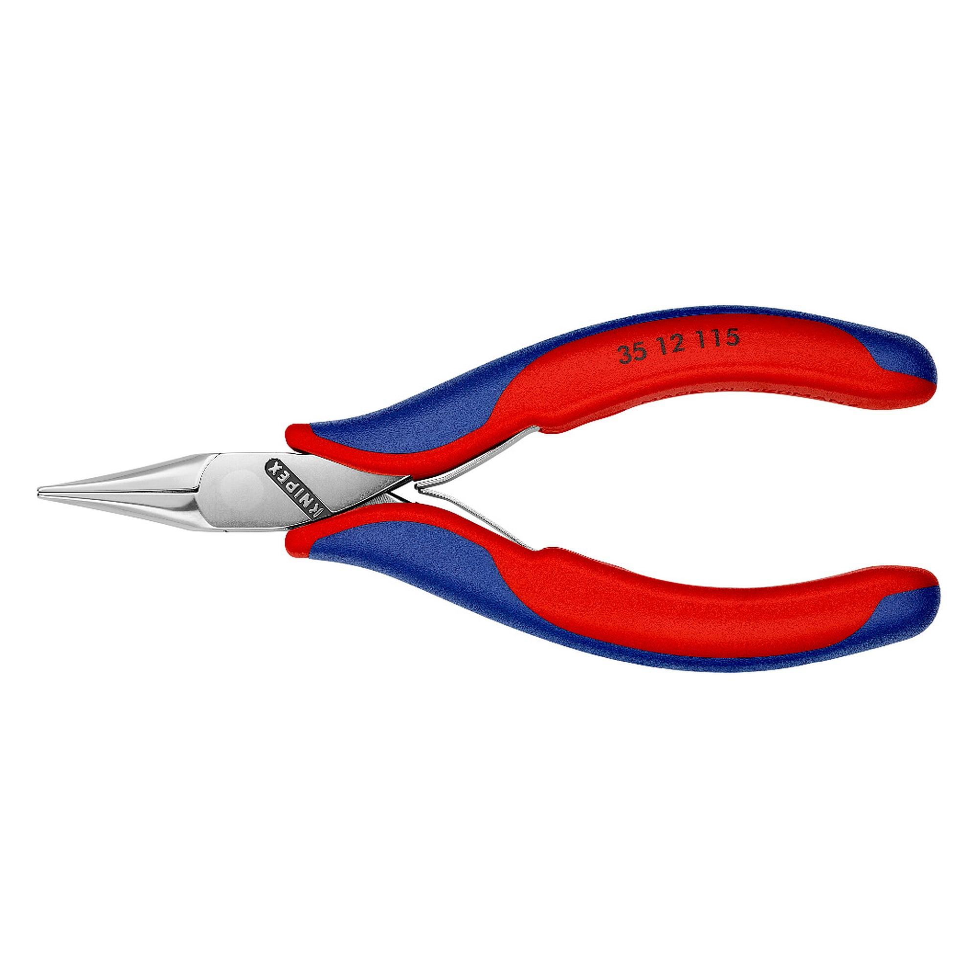 Electronics gripping pliers with box joint, flat wide jaws, 115 mm
