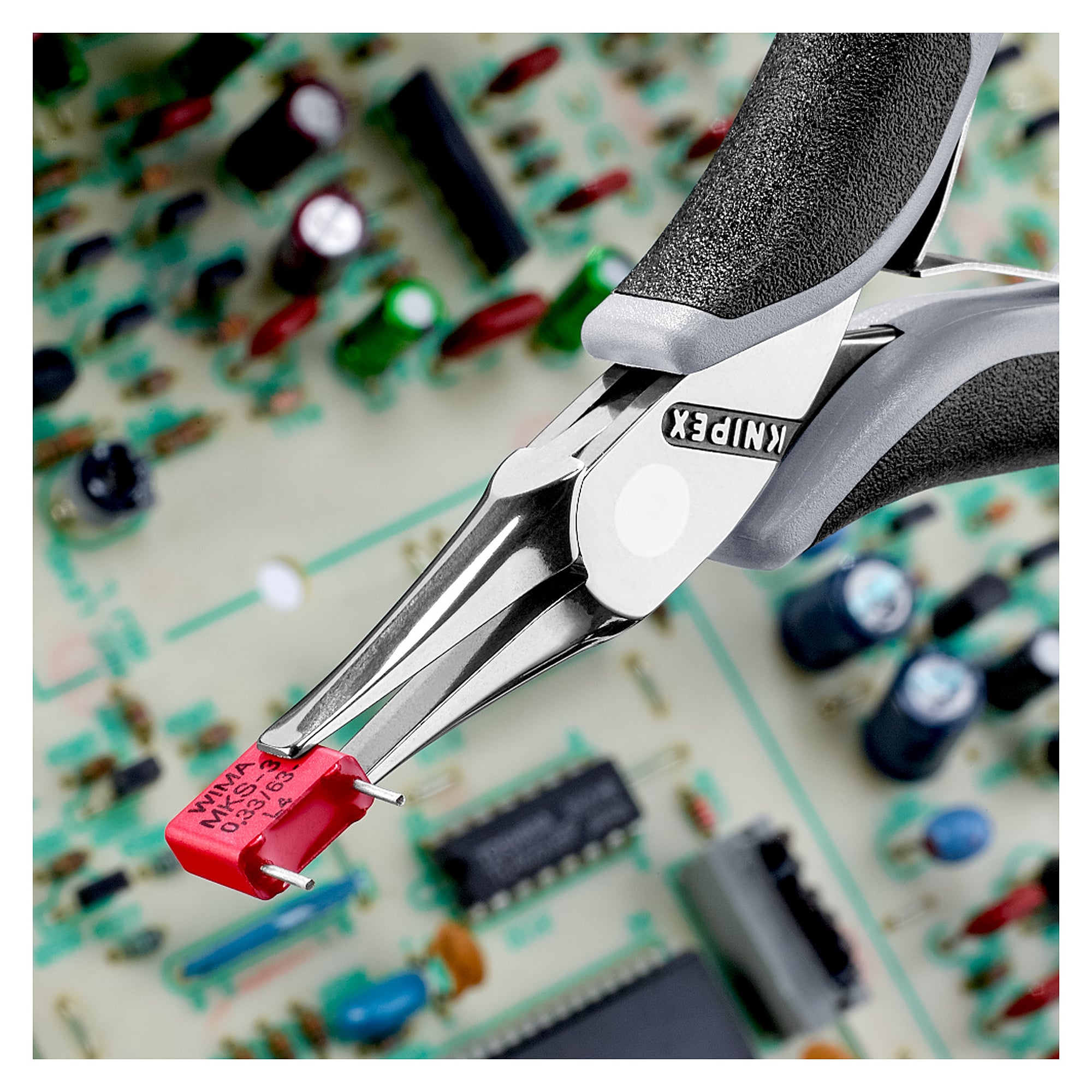 Elektronik-Greifzange ESD mit flachen breiten Backen, 115 mm