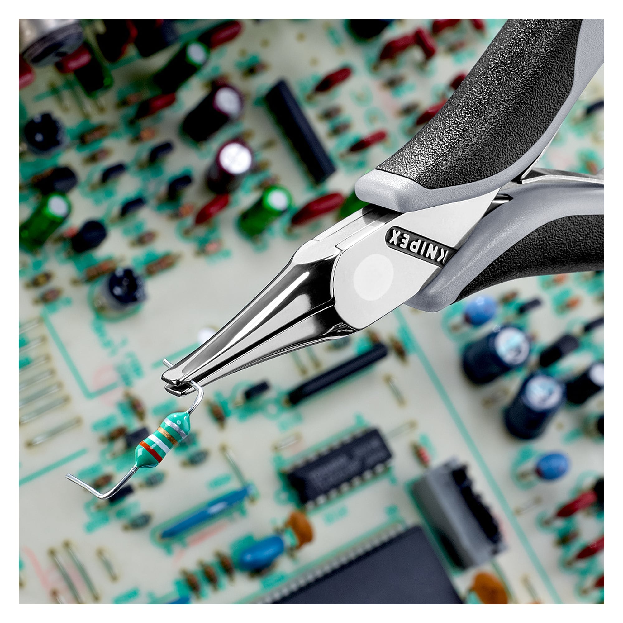 Elektronik-Greifzange ESD mit flachen breiten Backen, 115 mm