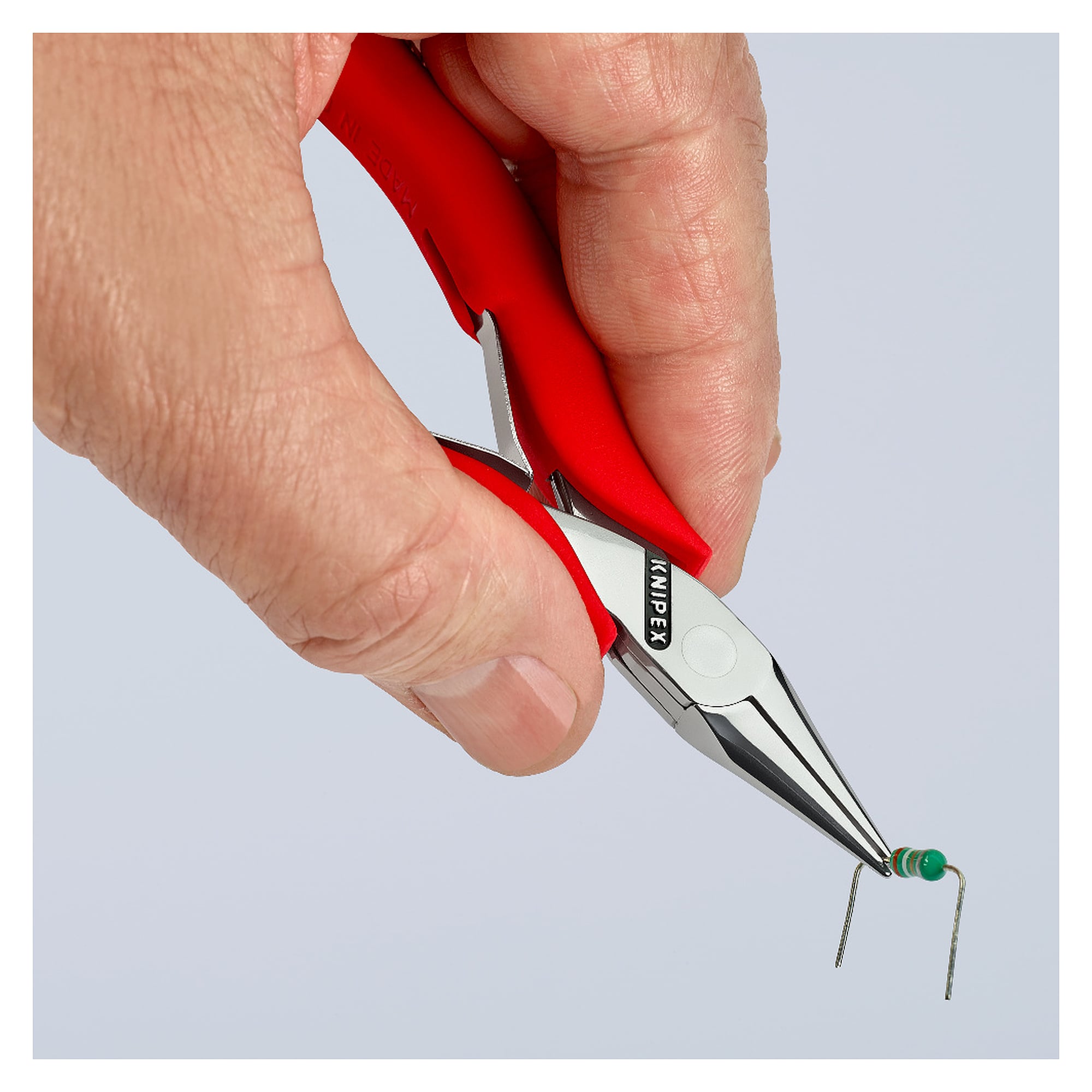Pince de préhension pour l'électronique, becs plats et larges, pointes de 1,5 mm, 115 mm