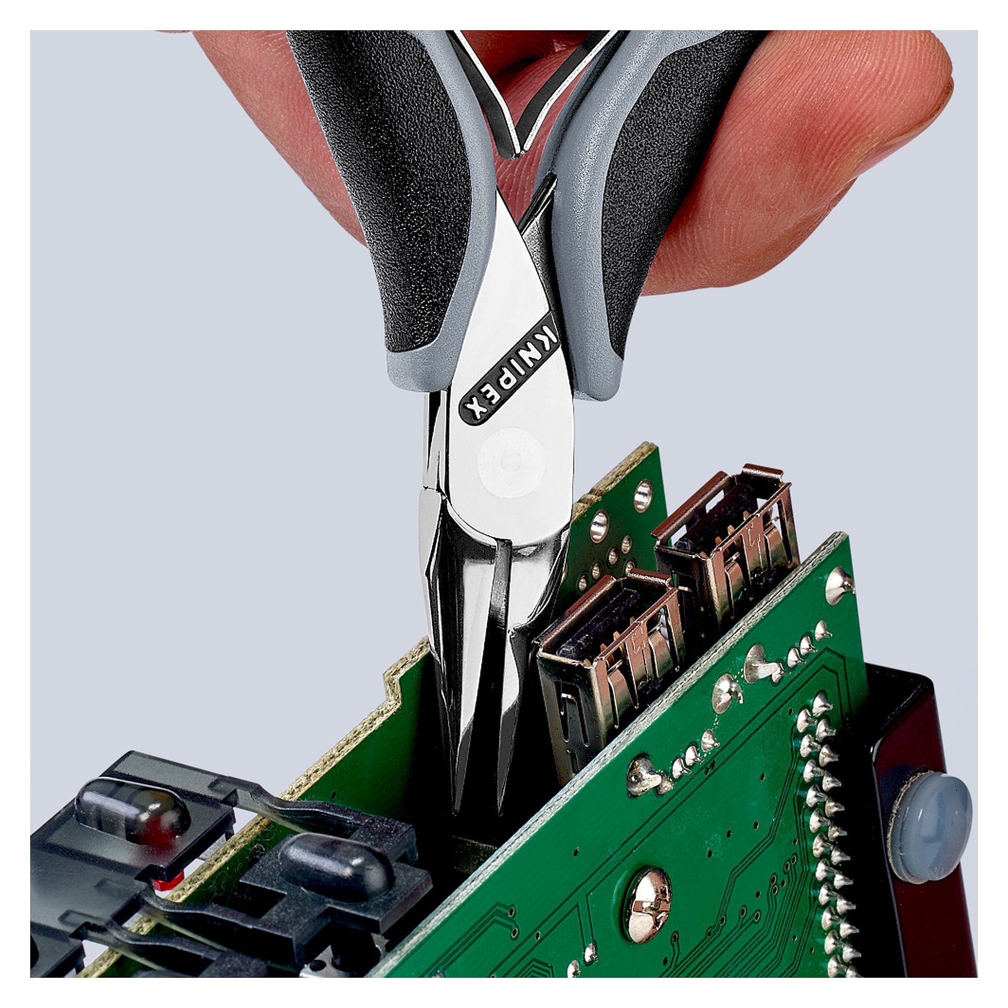 Elektronik-Greifzange ESD mit flach-runden Backen, 115 mm