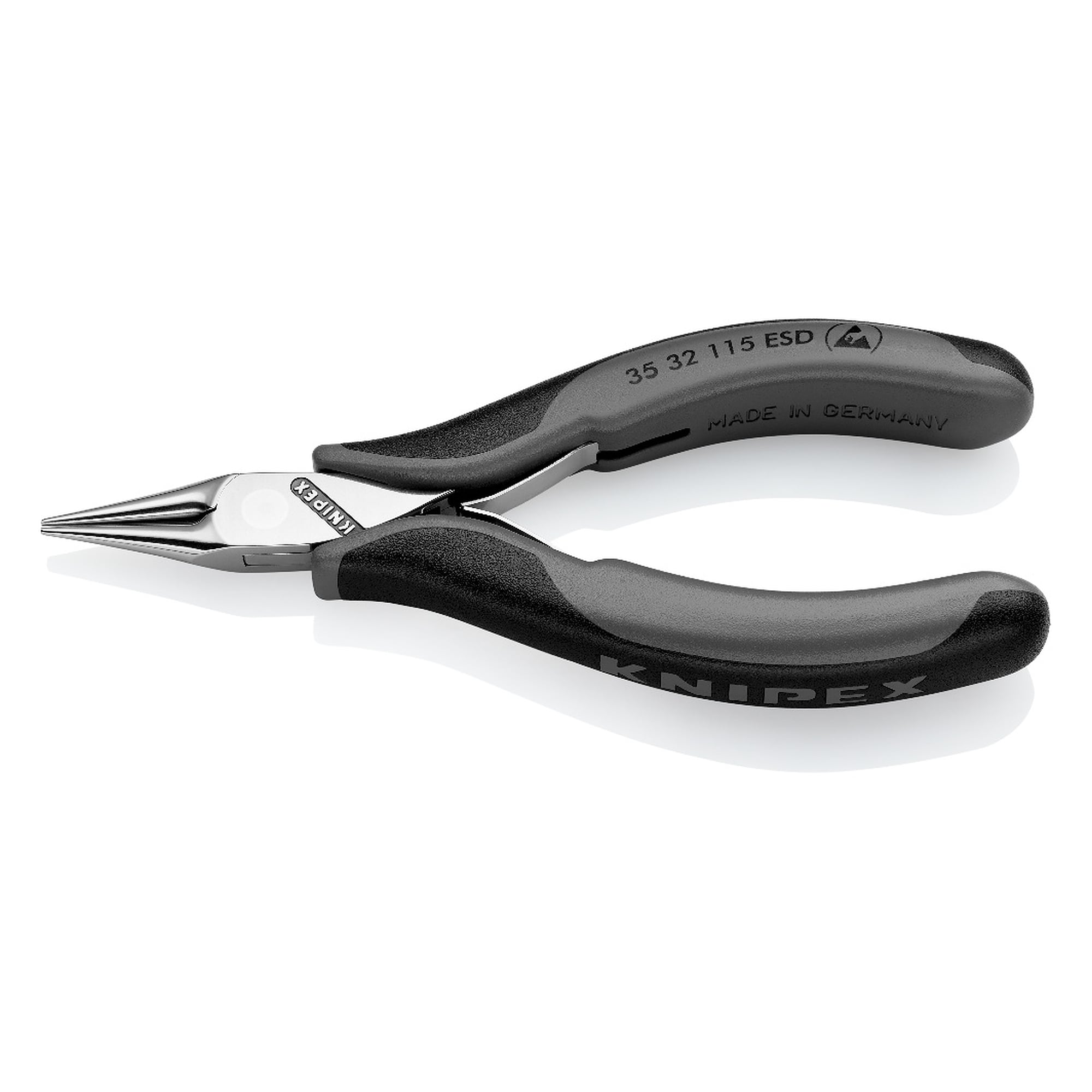 Pince de préhension pour l'électronique ESD, becs ronds et pointus, 115 mm