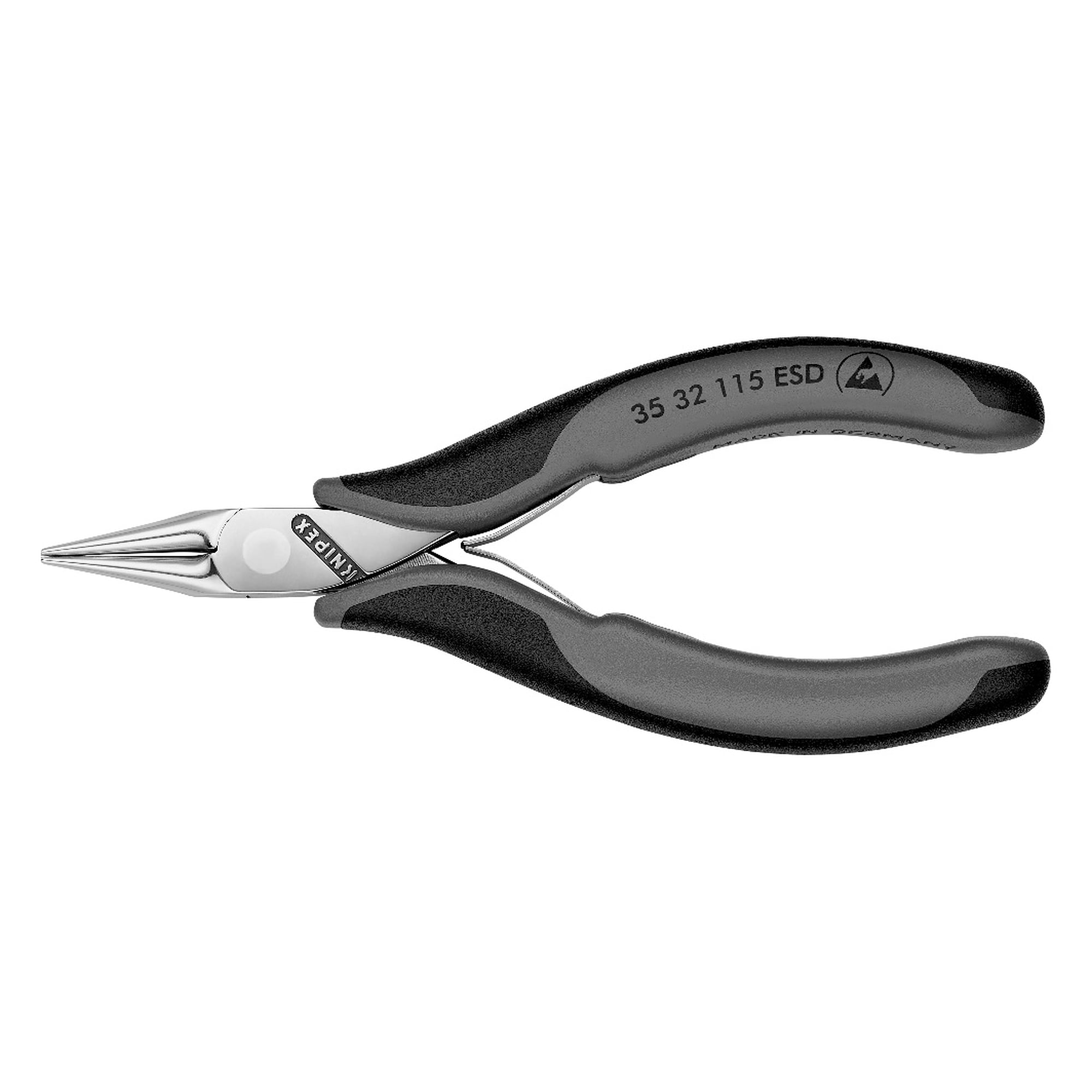 Pince de préhension pour l'électronique ESD, becs ronds et pointus, 115 mm