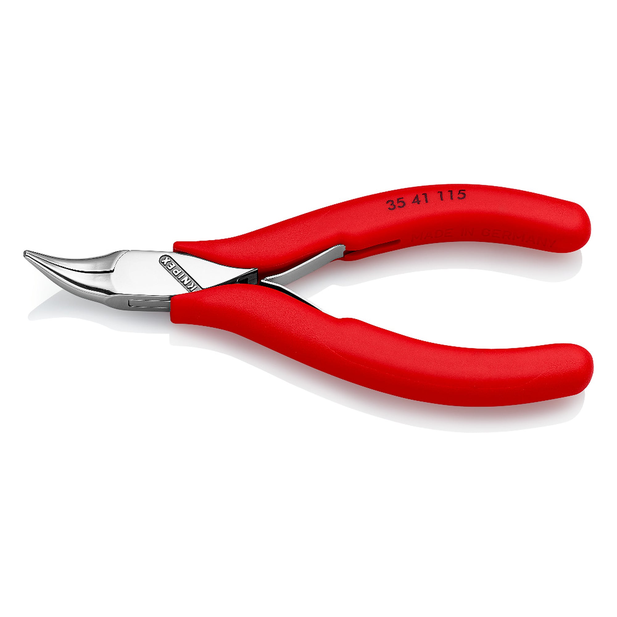 Electronics gripping pliers with 45° angled half-round jaws, 115 mm
