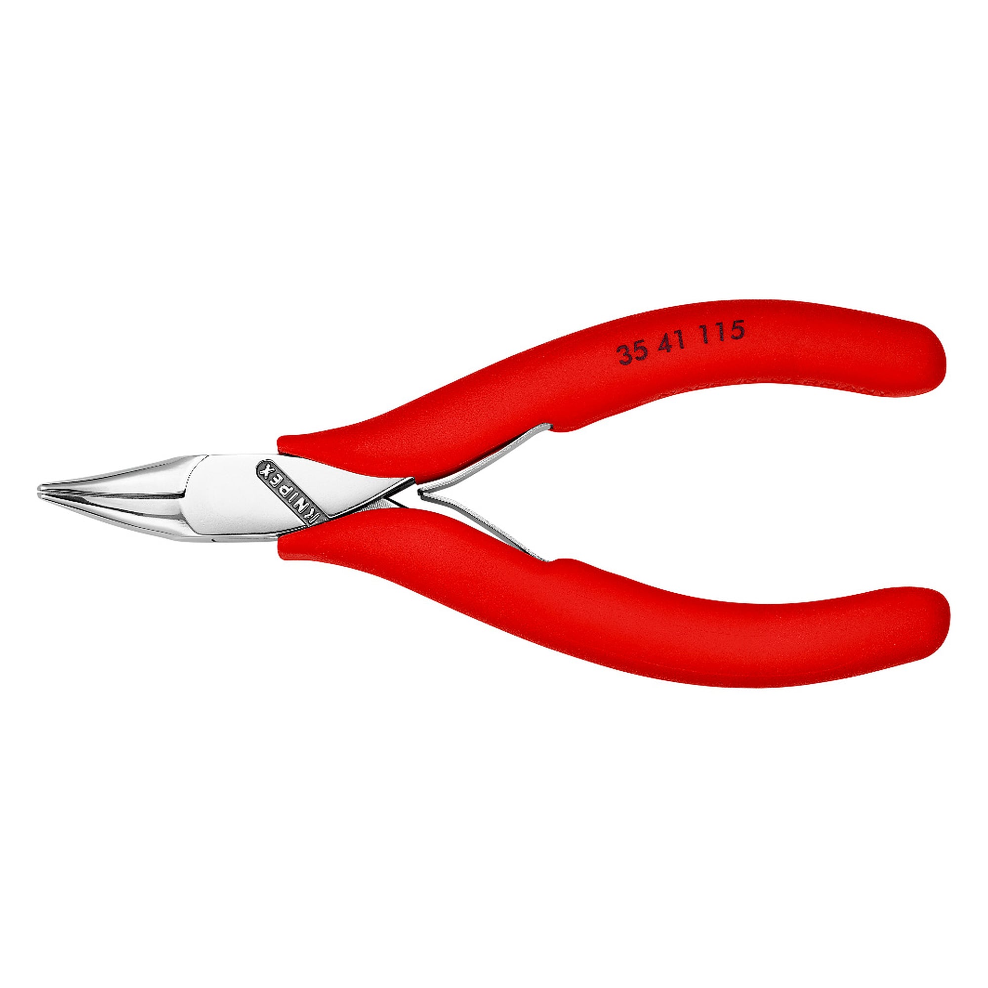Electronics gripping pliers with 45° angled half-round jaws, 115 mm