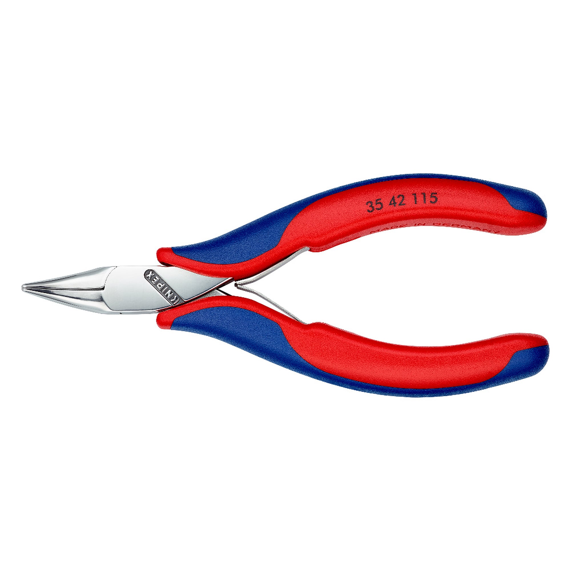 Electronics gripping pliers with 45 degree angled half-round jaws, 115 mm