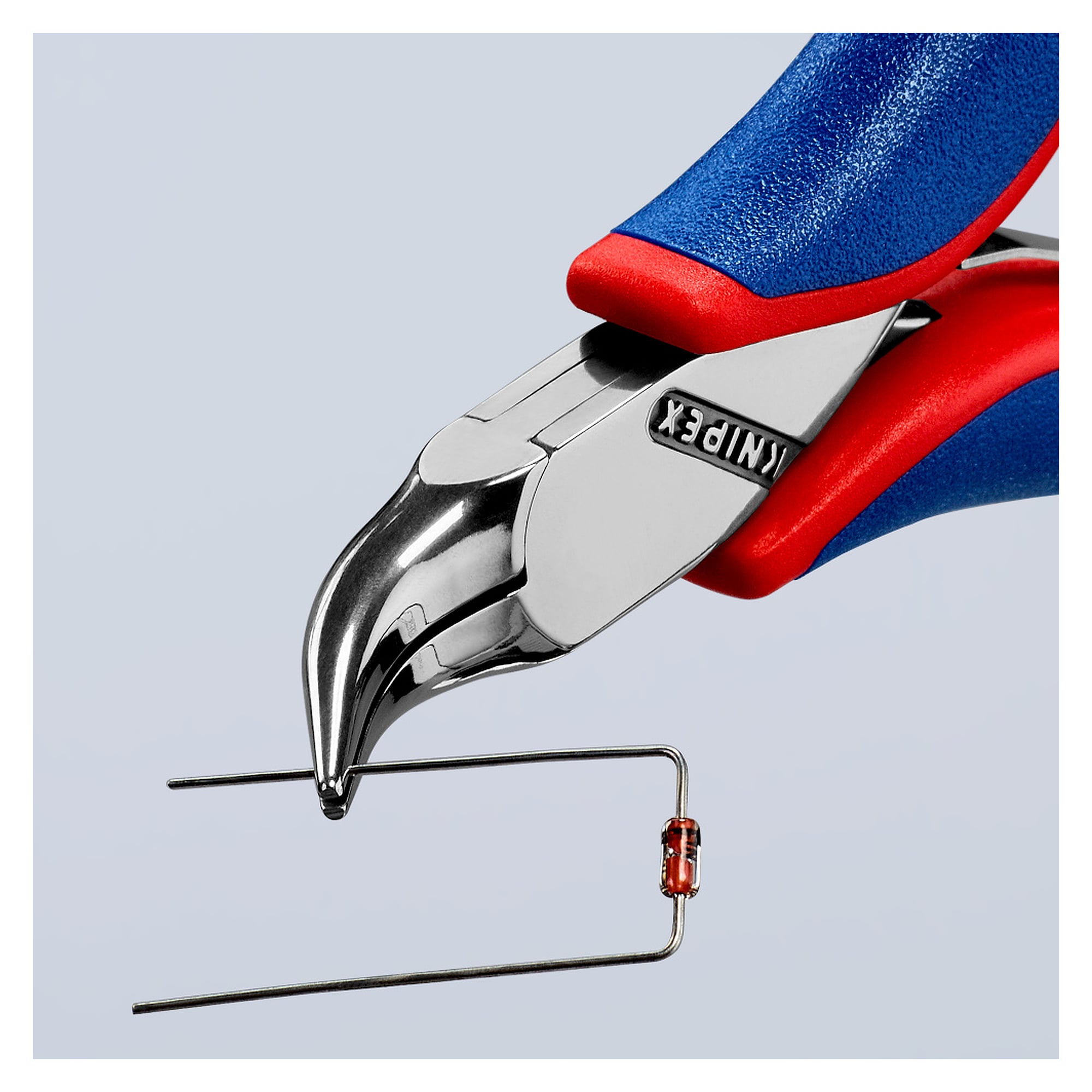 Electronics gripping pliers with 45 degree angled half-round jaws, 115 mm
