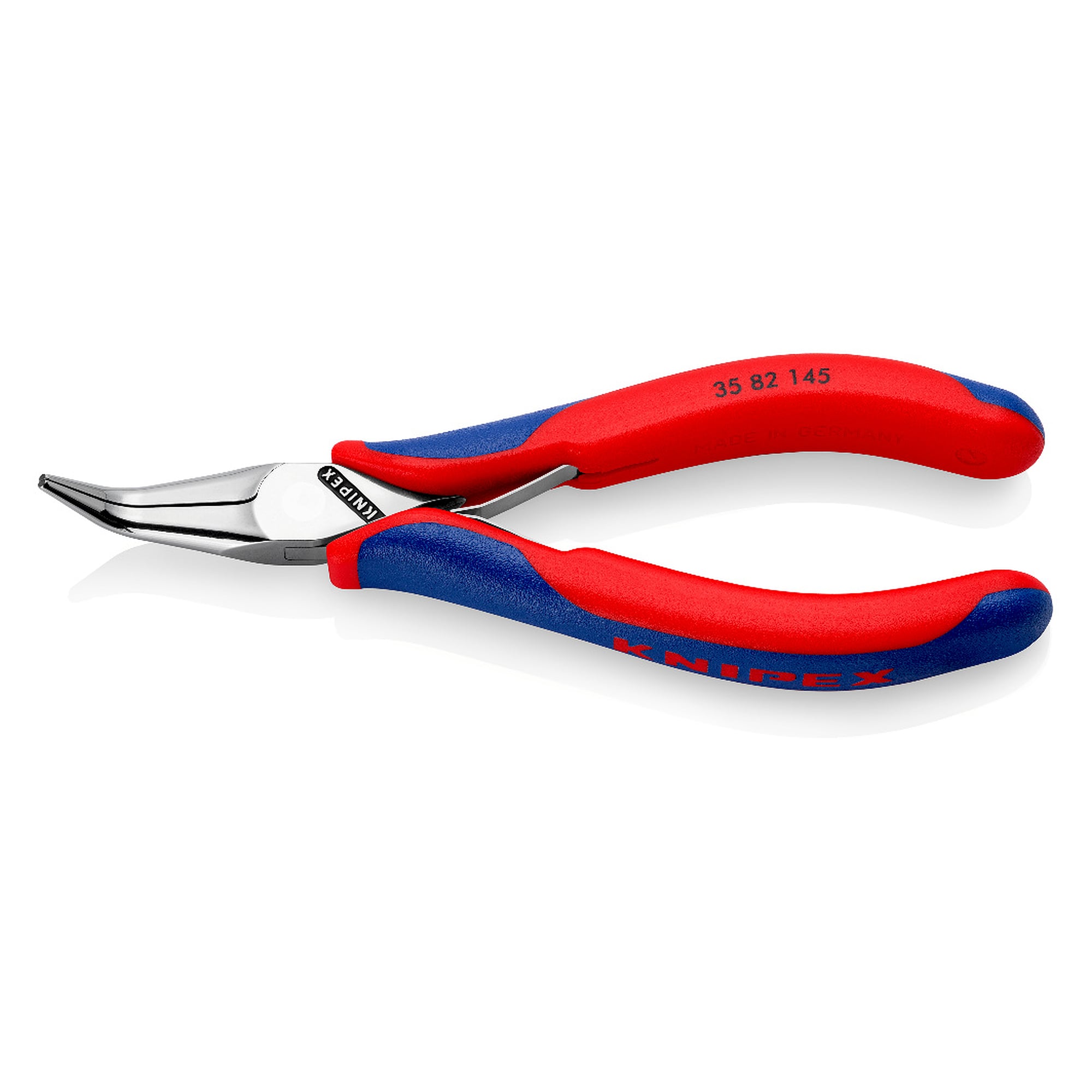 Pince de préhension pour l'électronique à becs coudés à 45 degrés, plats et ronds, 145 mm