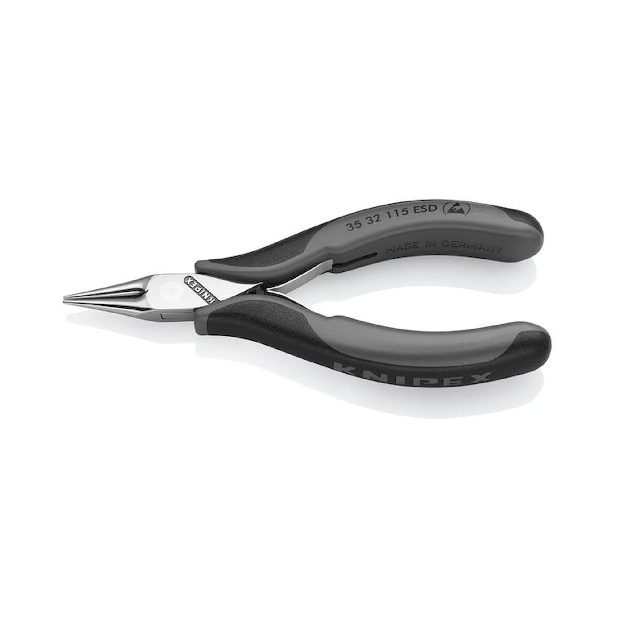 Knipex 35 32 115 ESD. ESD Elektronik-Greifzange, runde spitze Backen, 115 mm