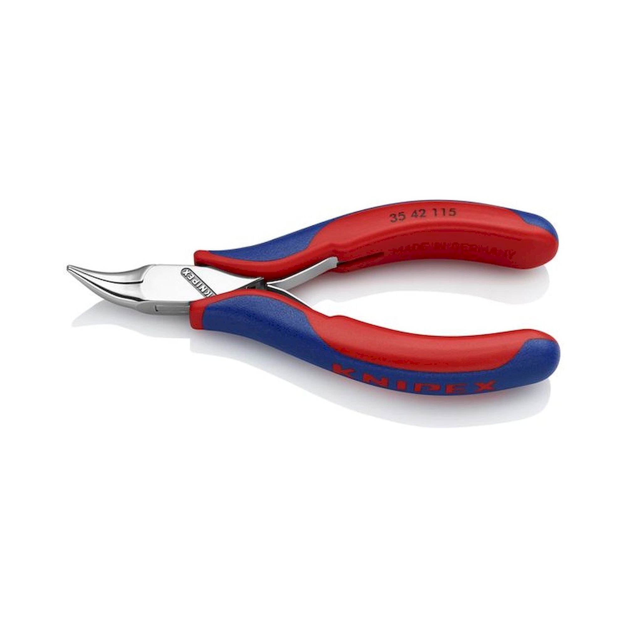 Knipex 35 42 115. Elektronik-Greifzange, gewinkelte flachrunde Backen, Mehrkomponenten-Hüllen, 115 mm