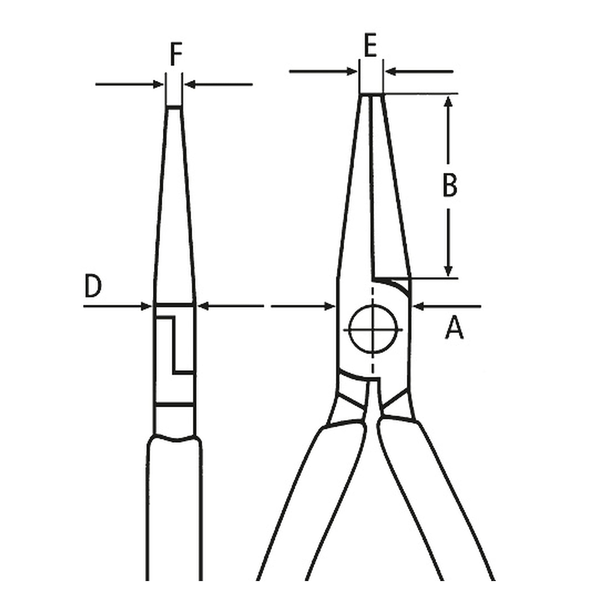 Pince de préhension pour la mécanique de précision, pointes meulées, chromée, 125 mm