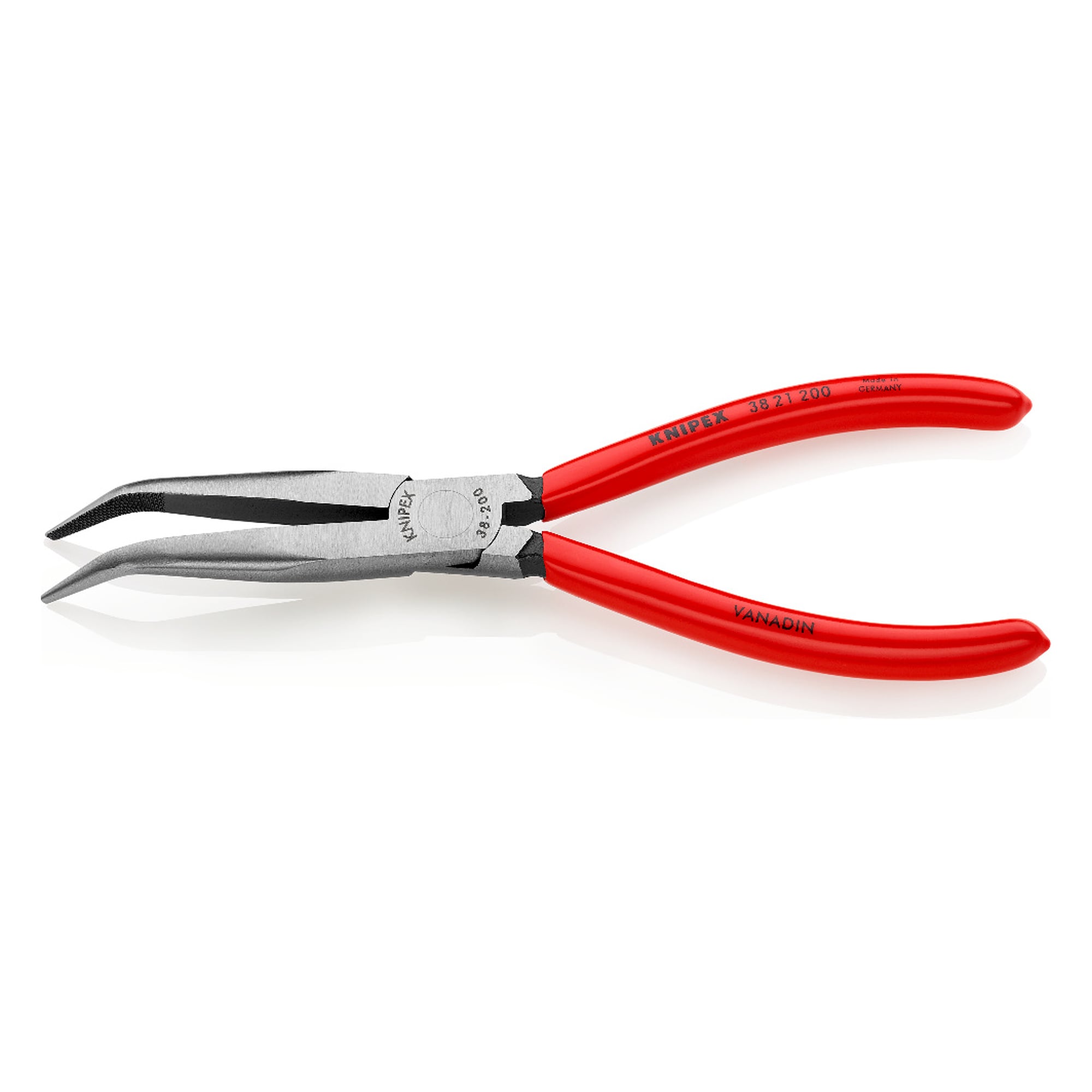 Mechanics' pliers, cross-hatched gripping surfaces, black atramentized, 200 mm