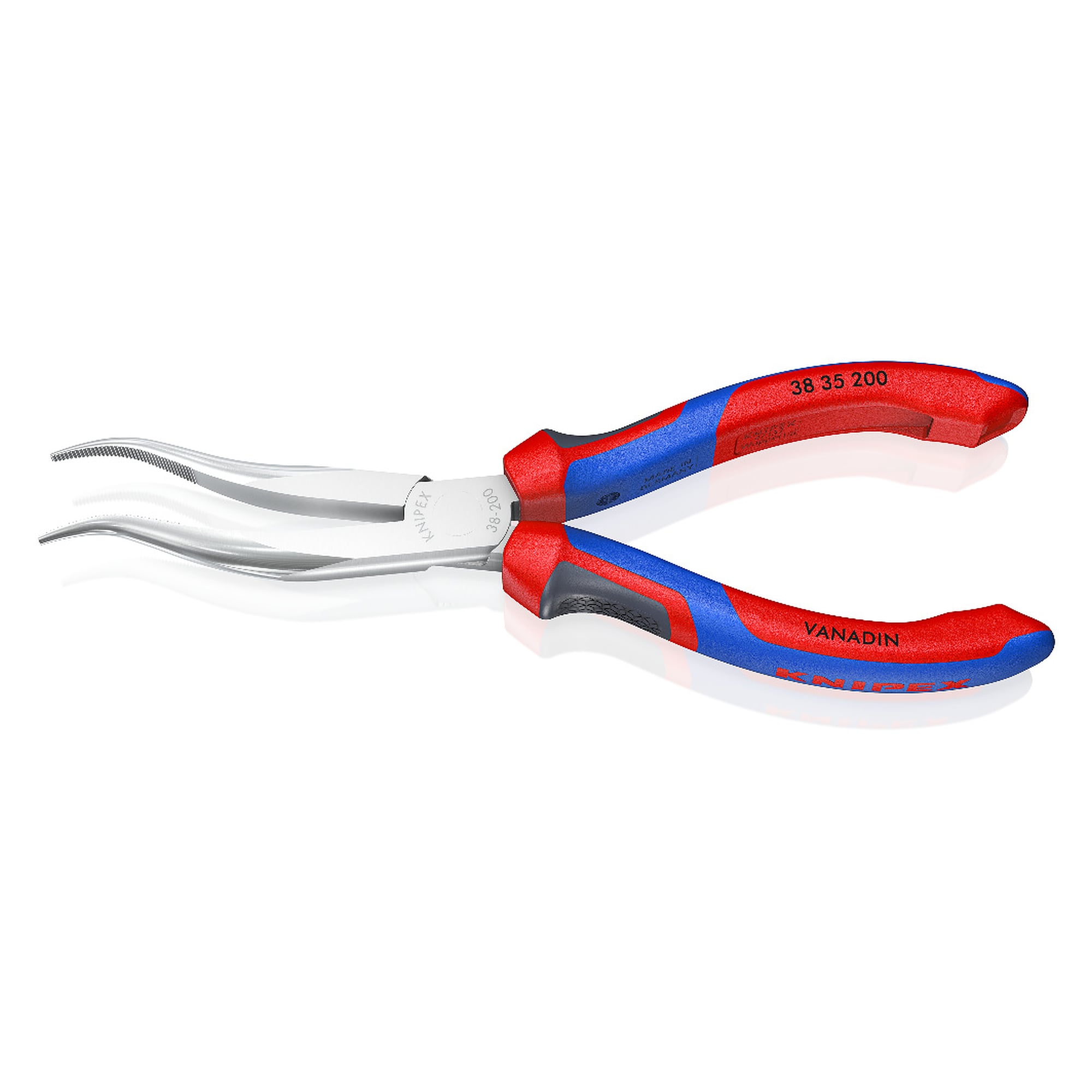 Mechanics' pliers with comfort handles, cross-hatched gripping surfaces, chrome-plated, 200 mm