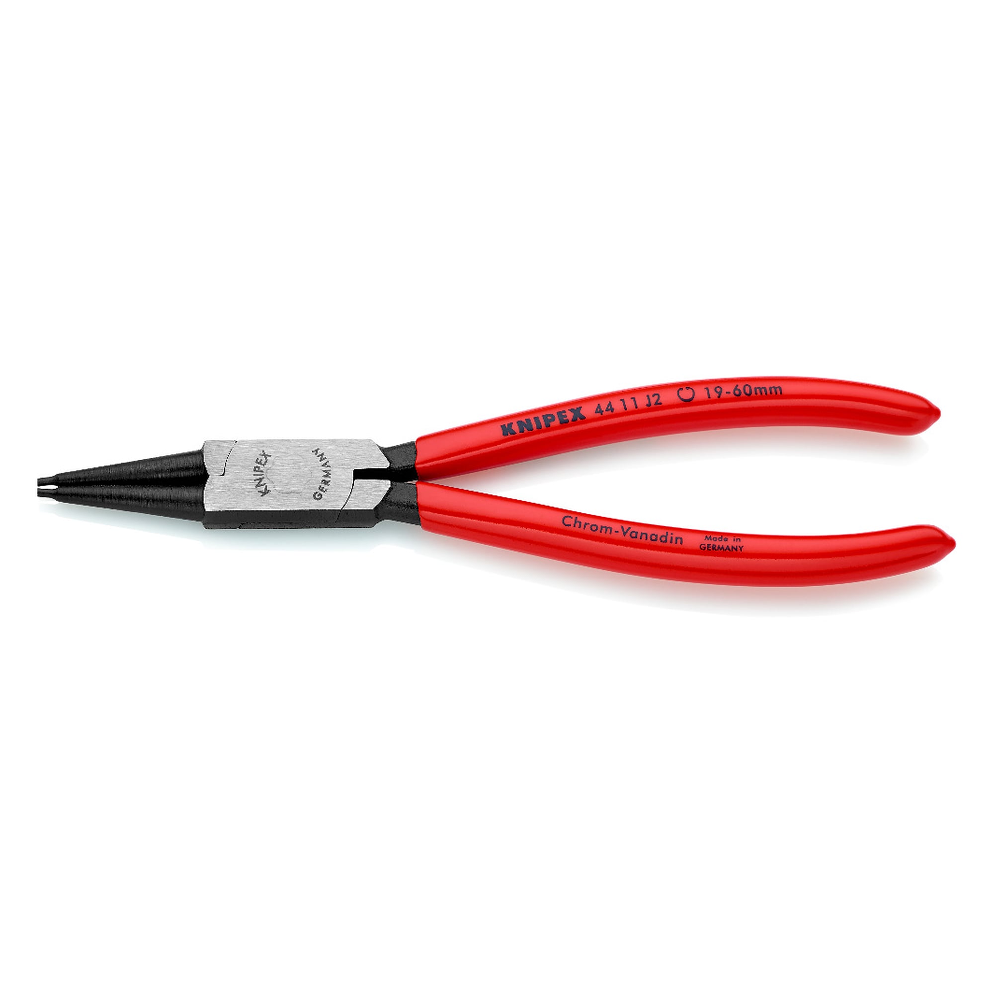 Circlip pliers for internal circlips in bore holes 19 - 60 mm dia., tips 1.8 mm dia., 180 mm