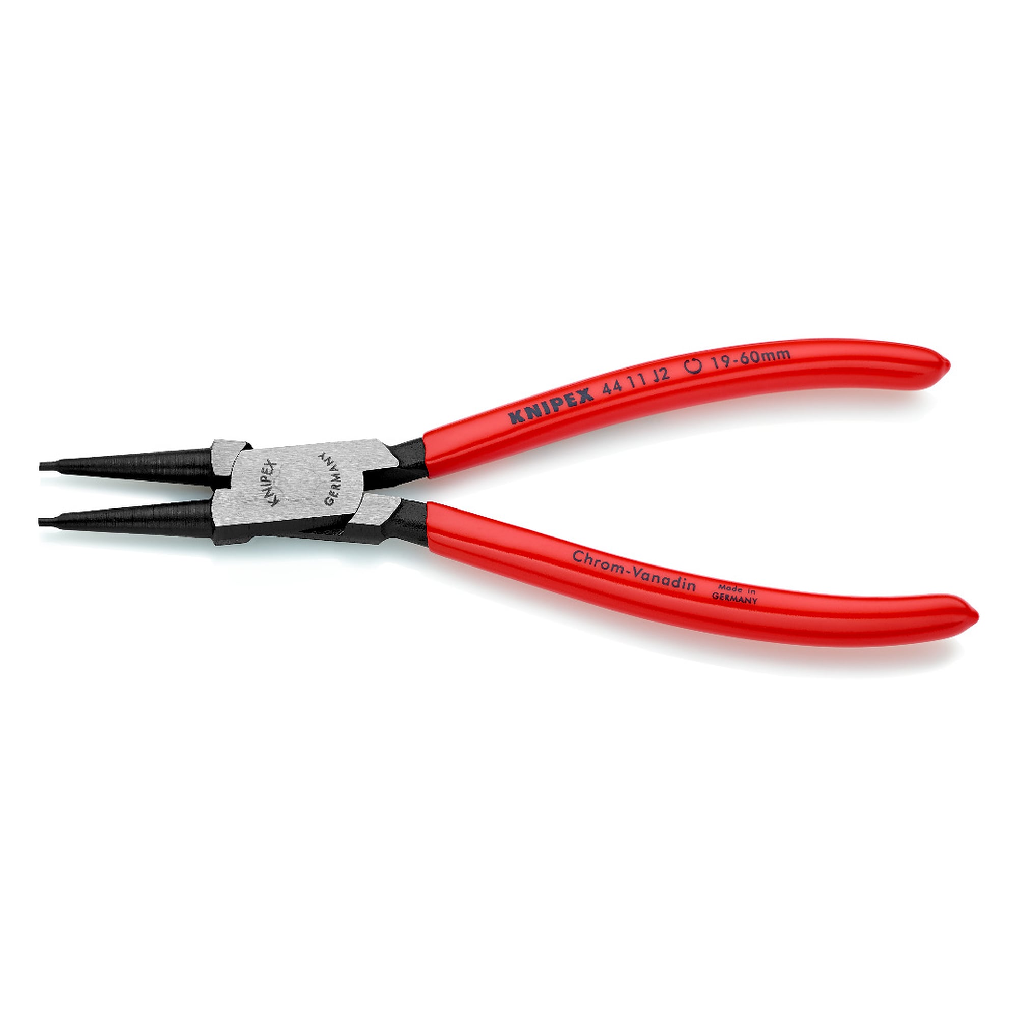 Circlip pliers for internal circlips in bore holes 19 - 60 mm dia., tips 1.8 mm dia., 180 mm