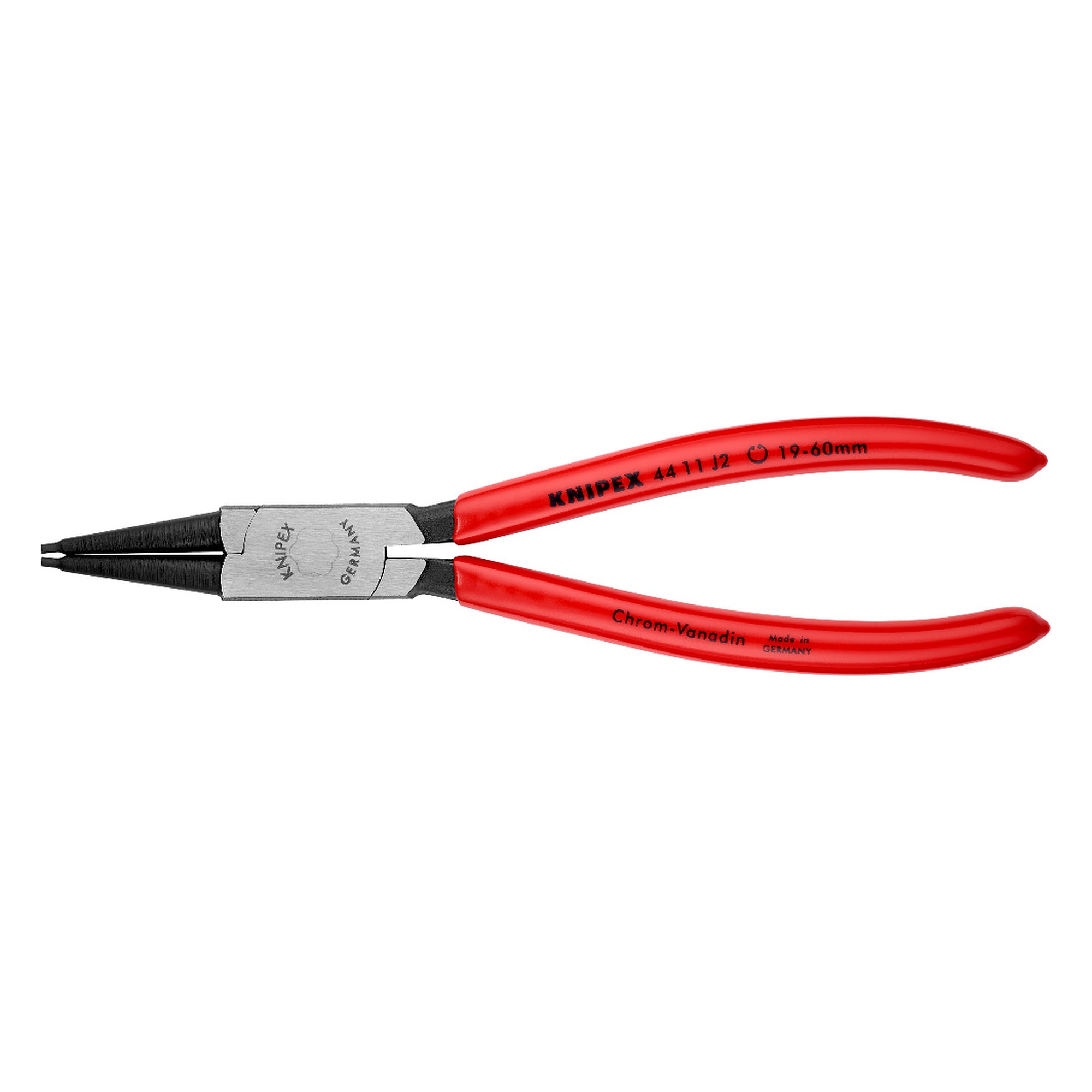 Circlip pliers for internal circlips in bore holes 19 - 60 mm dia., tips 1.8 mm dia., 180 mm