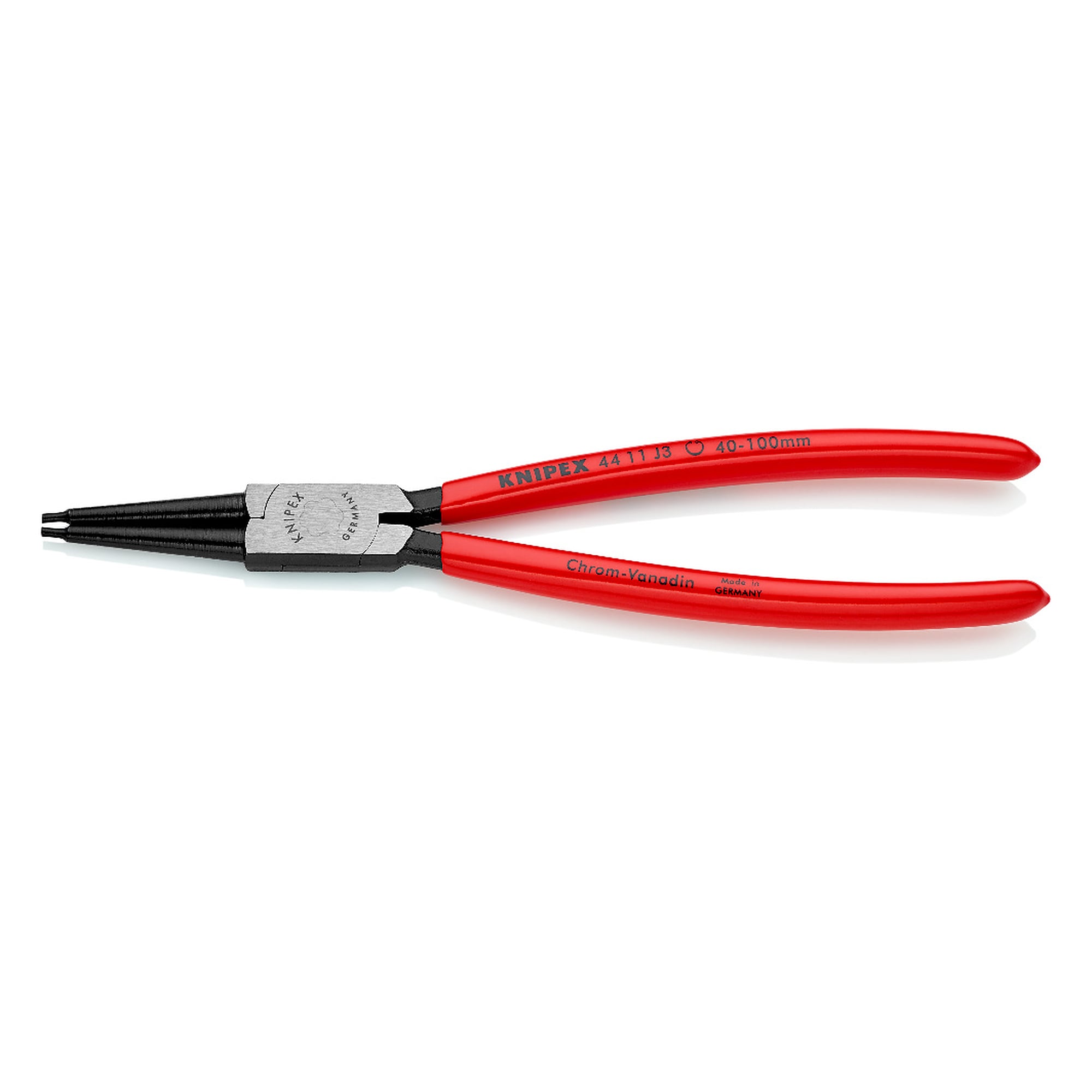 Circlip pliers for internal circlips in bore holes 40 - 100 mm dia., tips 2.3 mm dia., 225 mm