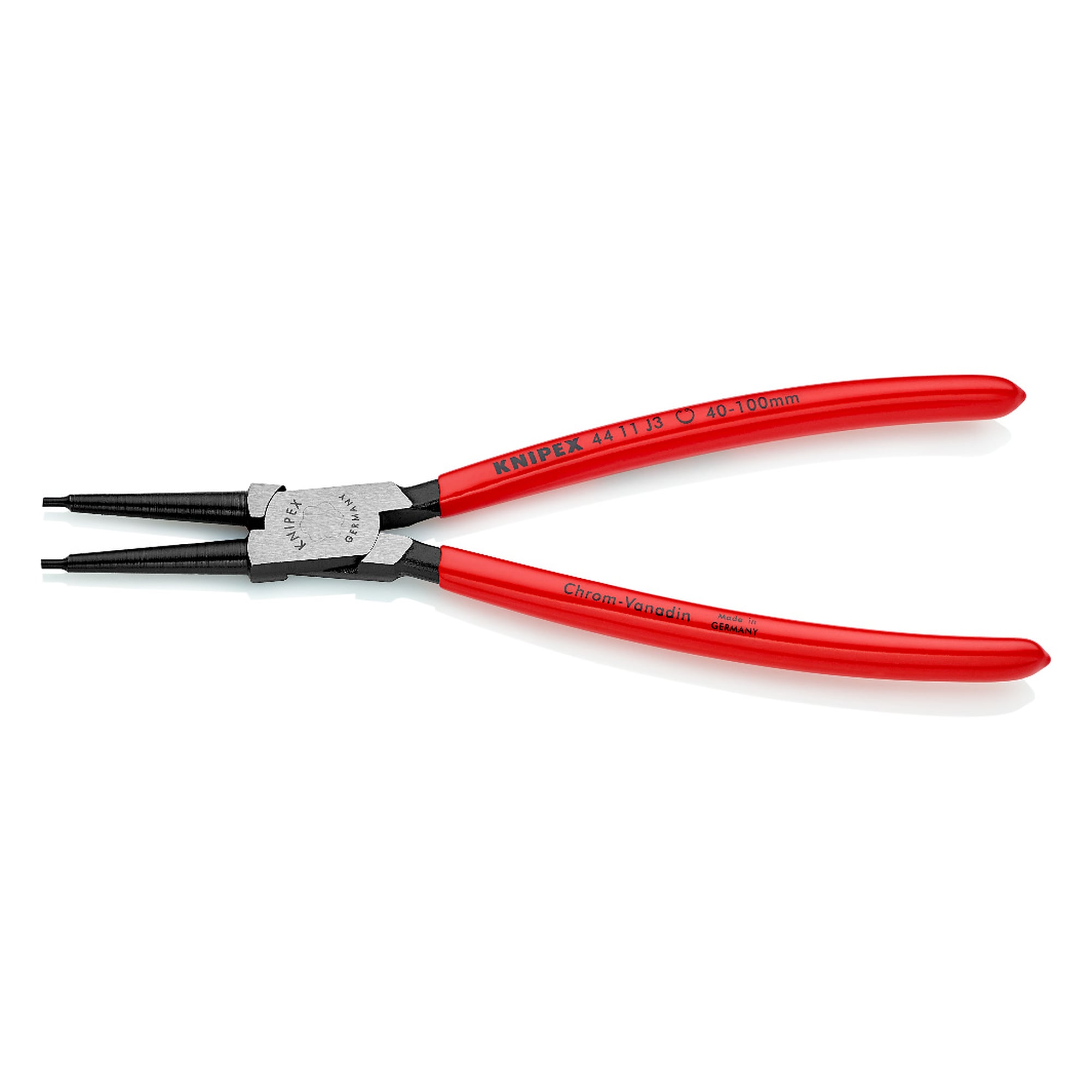 Circlip pliers for internal circlips in bore holes 40 - 100 mm dia., tips 2.3 mm dia., 225 mm