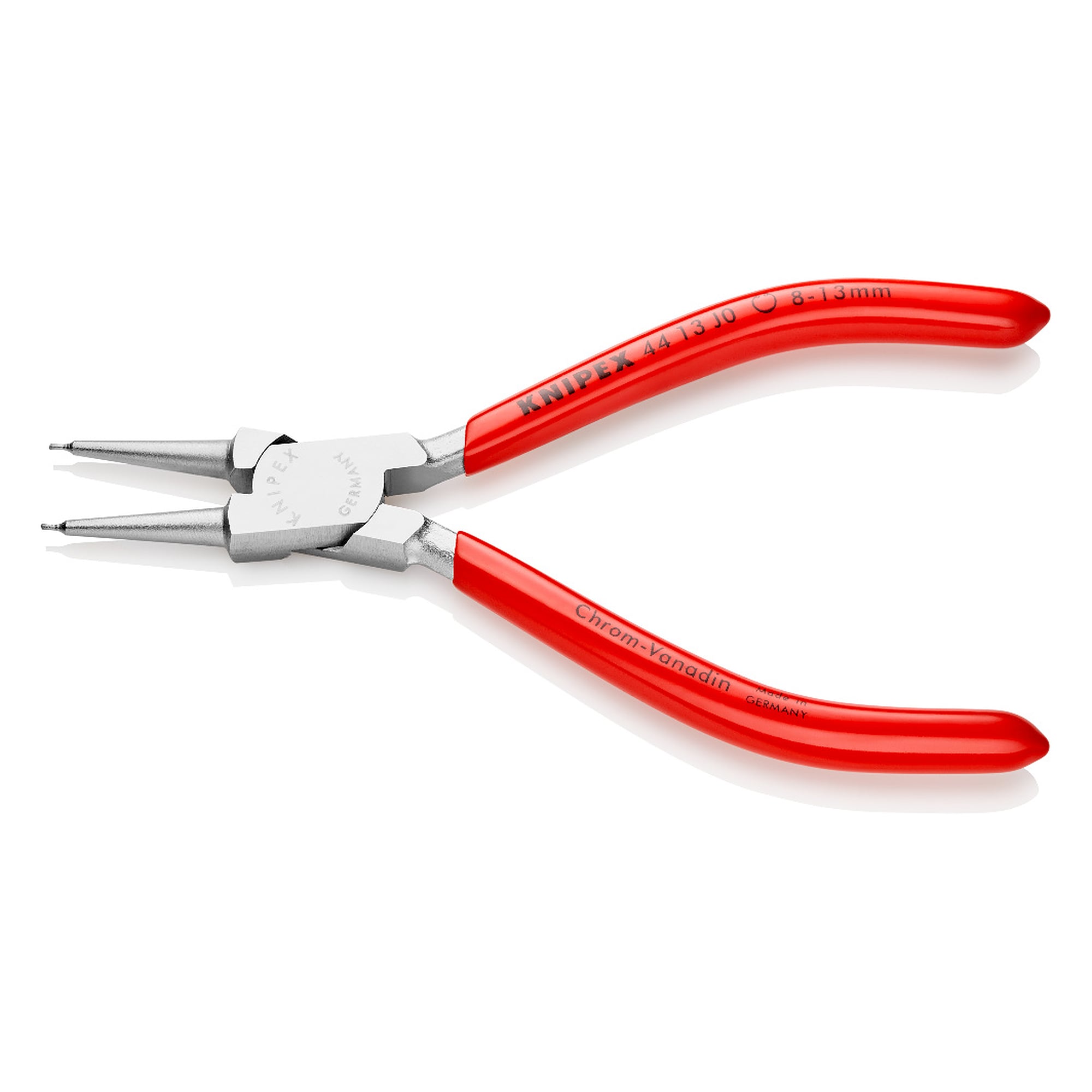 Circlip pliers for internal circlips in bores Ø 8 - 13 mm, tips Ø 0.9 mm, chrome-plated, 140 mm