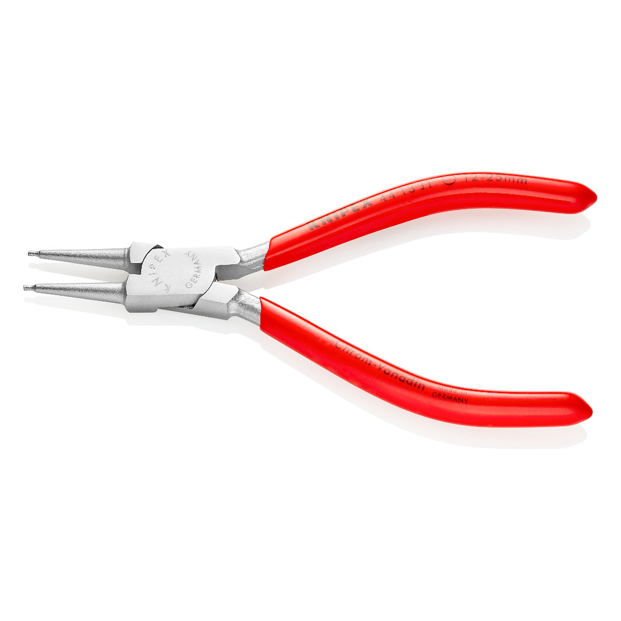 Pince pour circlips intérieurs d'alésage Ø 12 - 25 mm, pointes Ø 1,3 mm, chromée, 140 mm