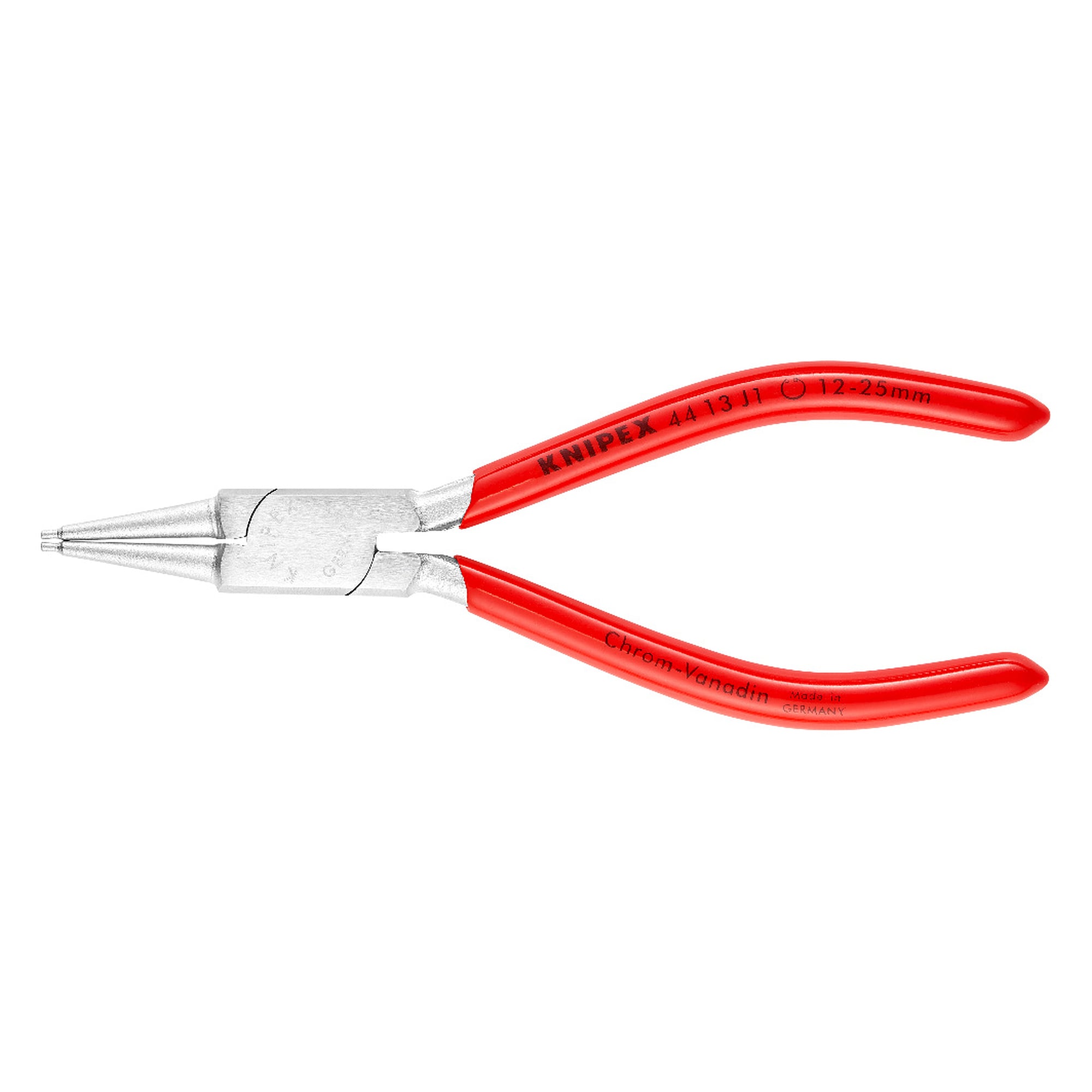 Pince pour circlips intérieurs d'alésage Ø 12 - 25 mm, pointes Ø 1,3 mm, chromée, 140 mm