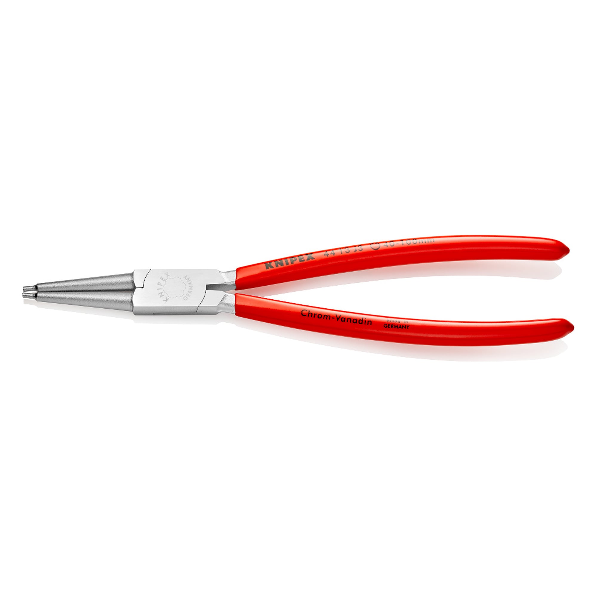 Circlip pliers for internal circlips in bores Ø 40 - 100 mm, tips Ø 2.3 mm, chrome-plated, 225 mm