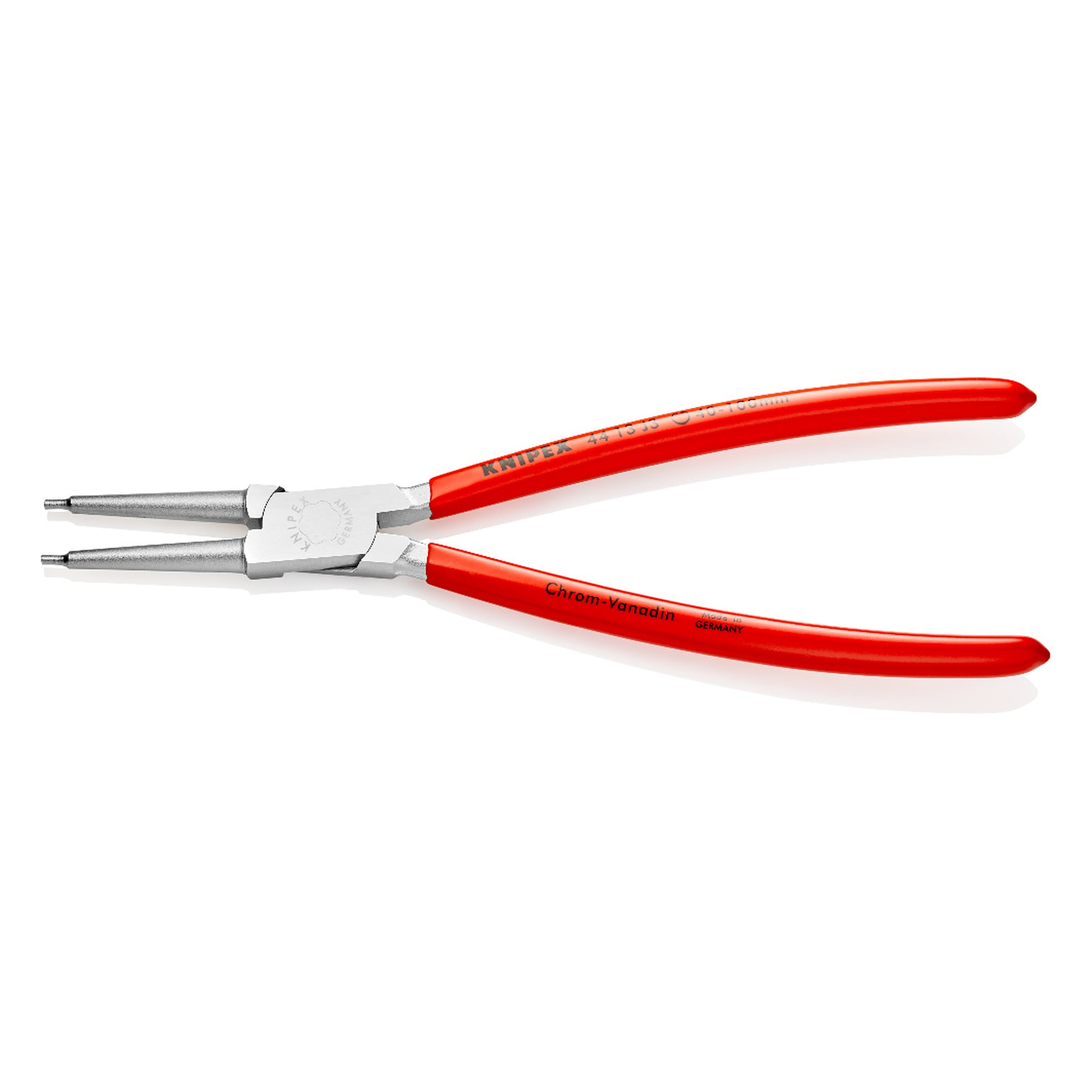 Circlip pliers for internal circlips in bores Ø 40 - 100 mm, tips Ø 2.3 mm, chrome-plated, 225 mm